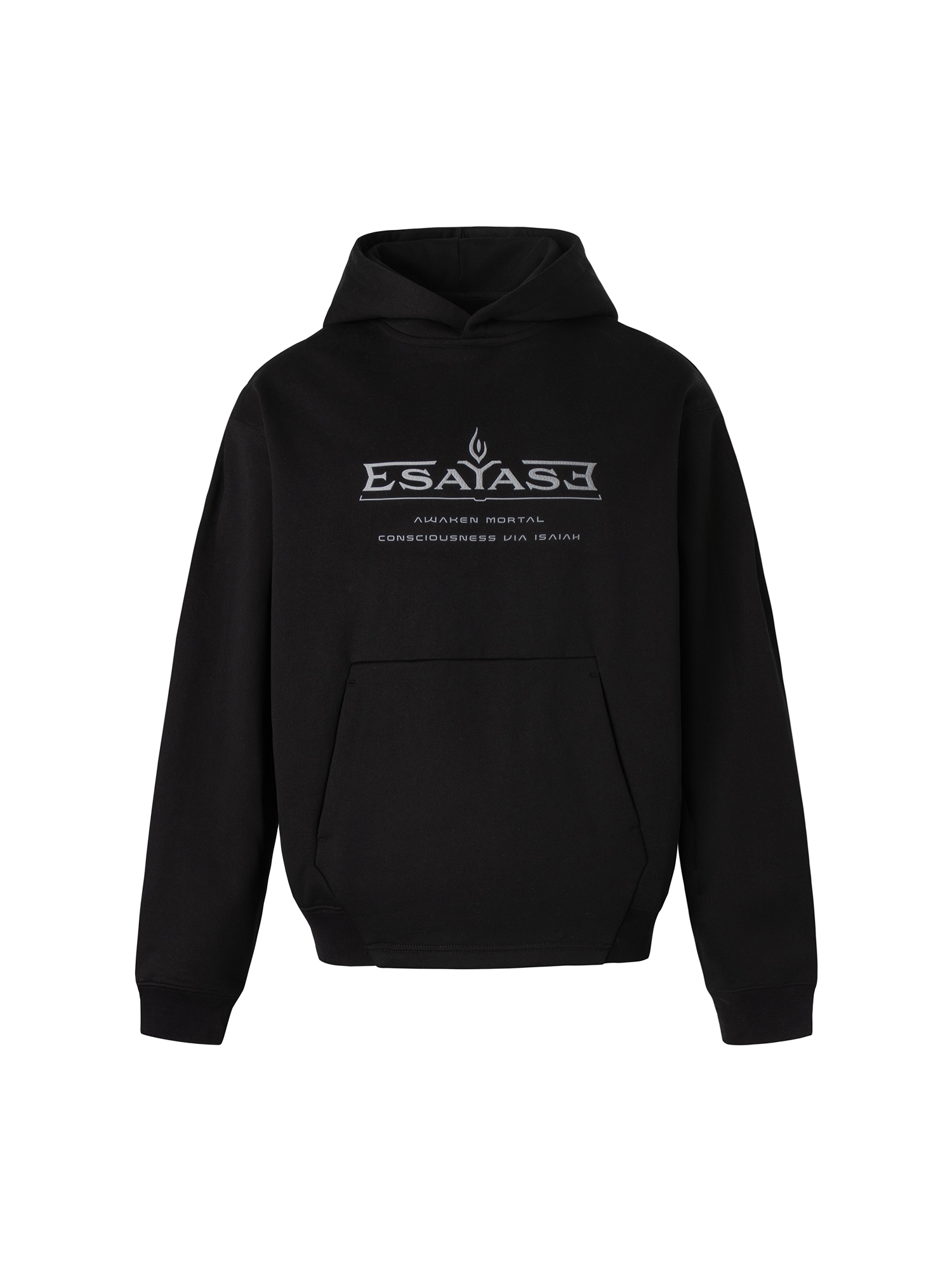 ESAIAS Silicone Letter Graphic Boxy Hoodie, premium urban and streetwear designers apparel on PROJECTISR.com, ESAIAS