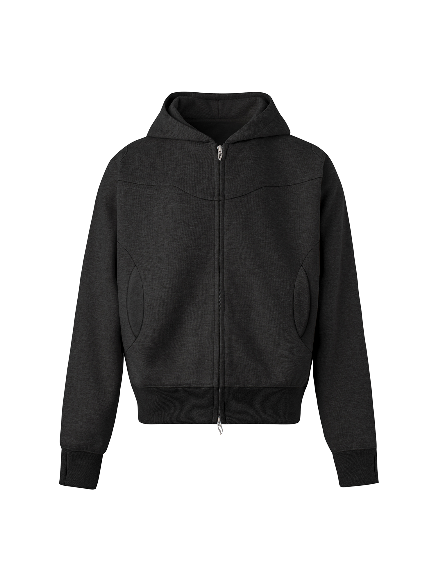 ESAIAS Wool Blend Panel Boxy Hooded Jacket