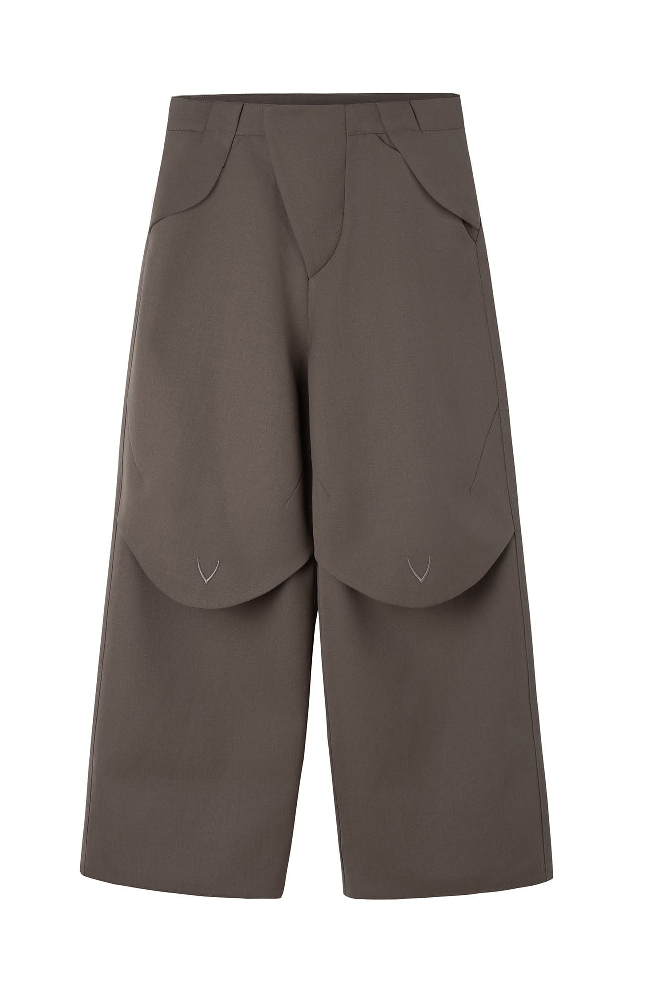 ESAIAS Layered Flap-Knee Wool-Blended Wide-Leg Trousers, premium urban and streetwear designers apparel on PROJECTISR.com, ESAIAS