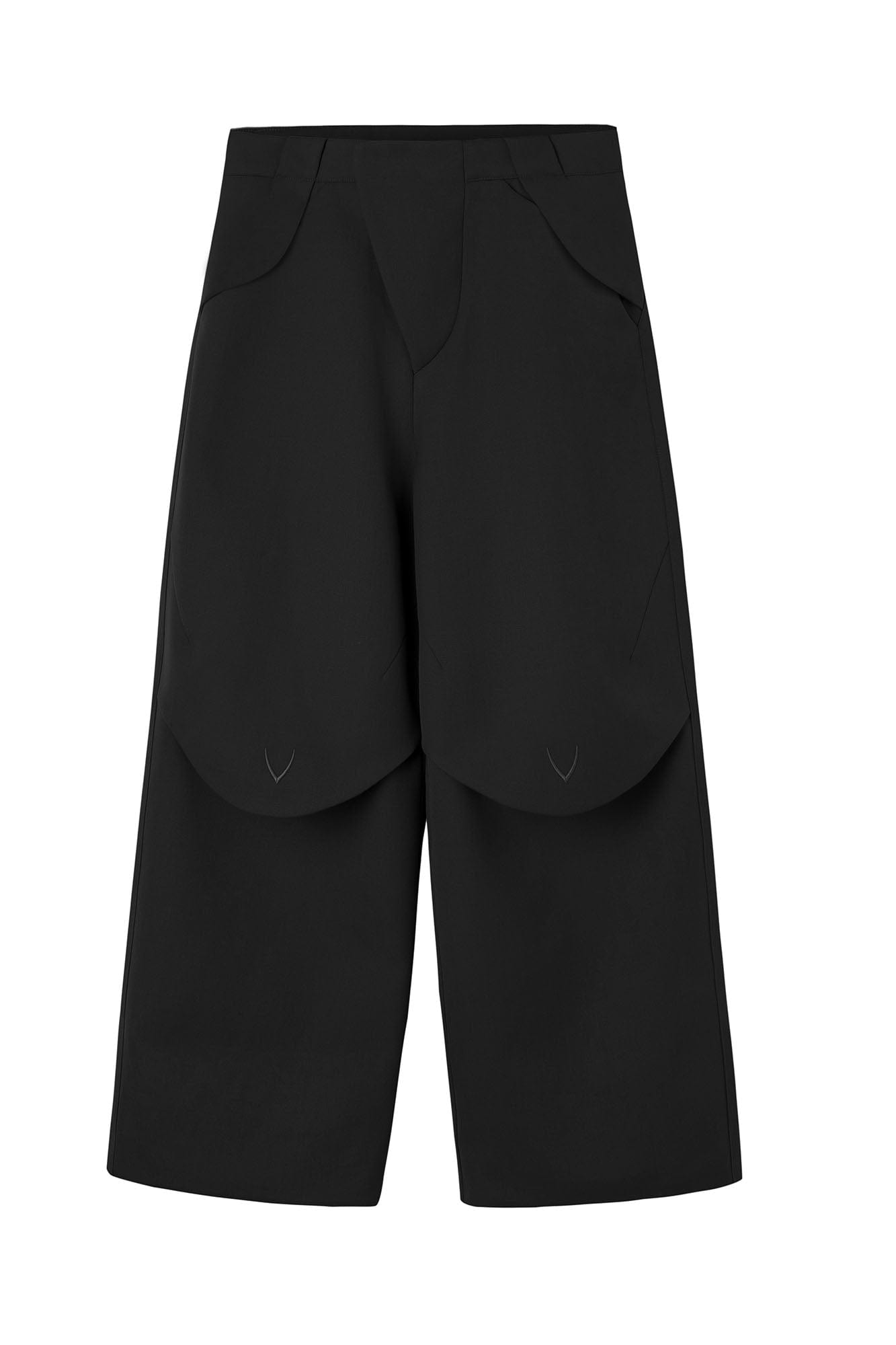 ESAIAS Layered Flap-Knee Wool-Blended Wide-Leg Trousers, premium urban and streetwear designers apparel on PROJECTISR.com, ESAIAS