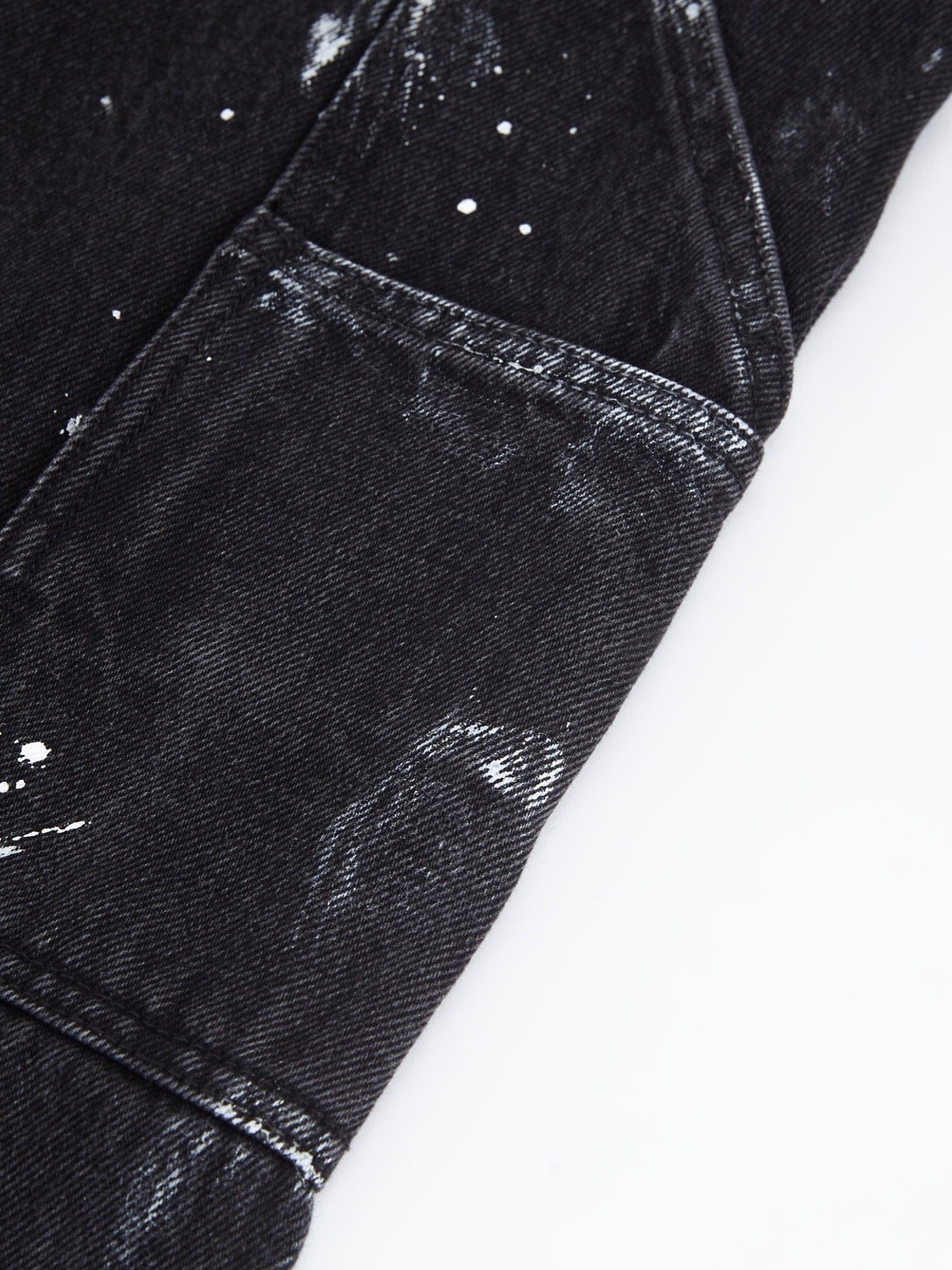 BONELESS Raw-Edge Spliced Paint Splatter Flared Jeans, premium urban and streetwear designers apparel on PROJECTISR.com, BONELESS