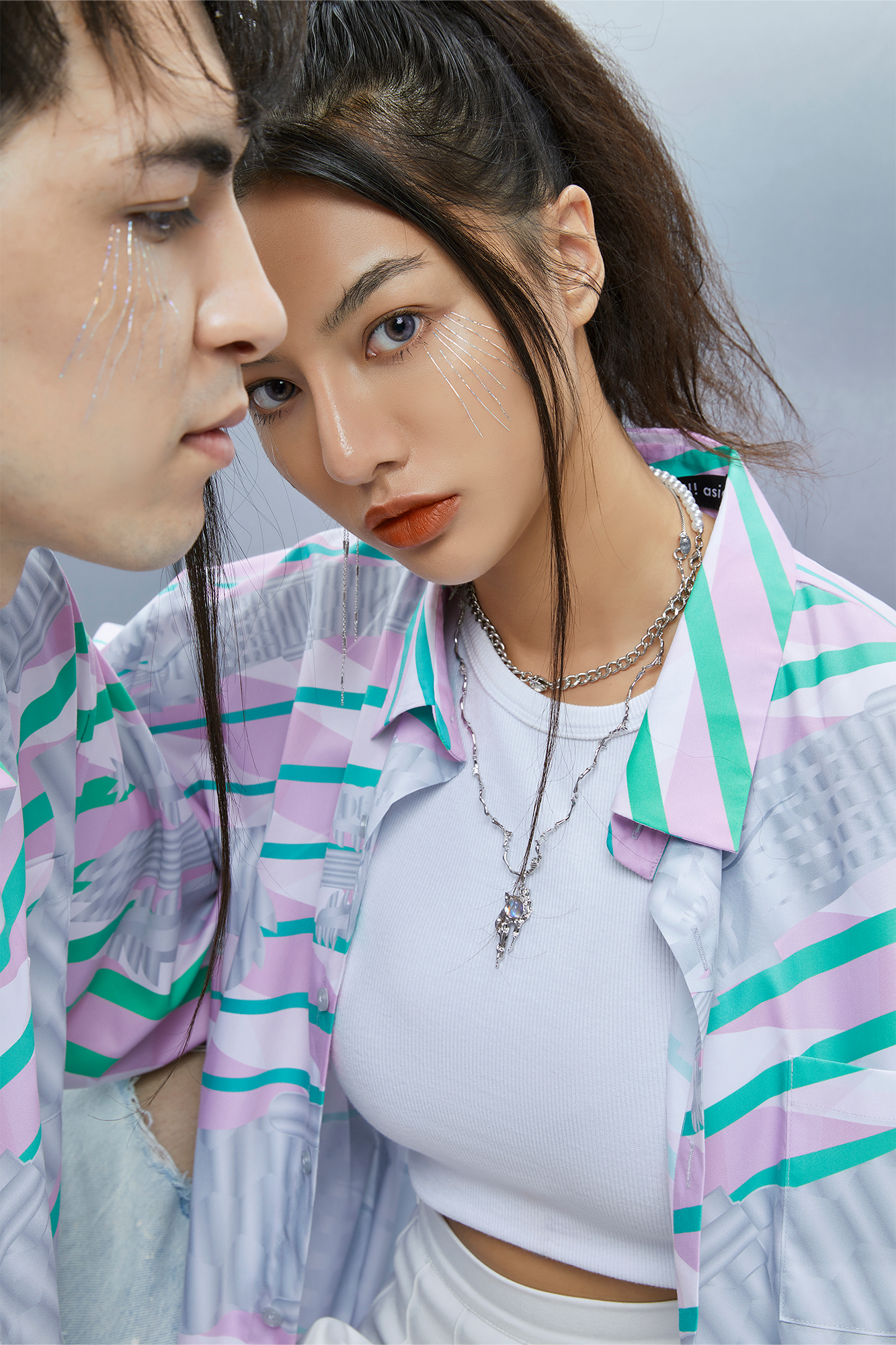 MASH UP ASIA Abstract Stripe Oversized Shirt, premium urban and streetwear designers apparel on PROJECTISR.com, MASH UP ASIA
