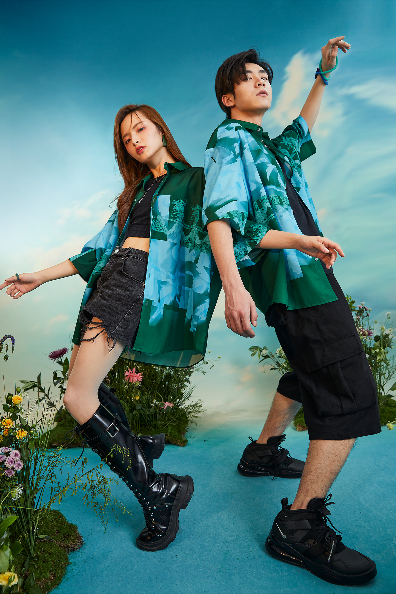 MASH UP ASIA Poppy Full-Print Half Shirt, premium urban and streetwear designers apparel on PROJECTISR.com, MASH UP ASIA
