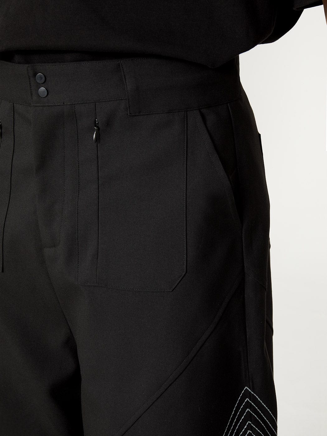49PERCENT Embroidered Triangle Oversized Shorts, premium urban and streetwear designers apparel on PROJECTISR.com, 49PERCENT