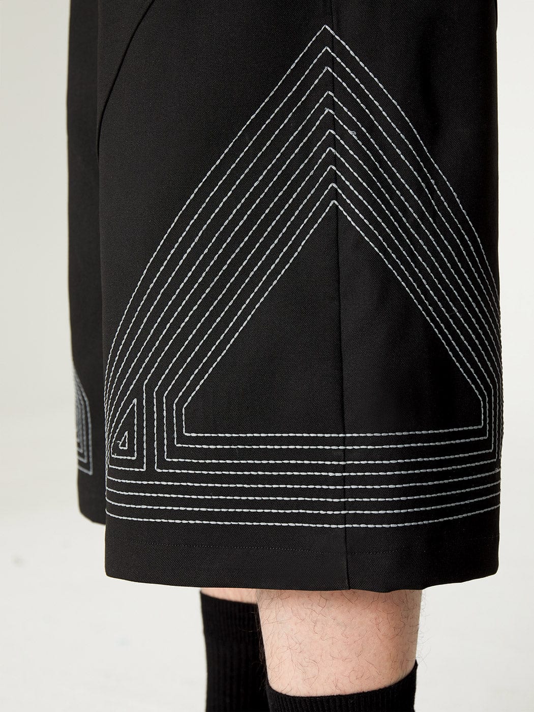 49PERCENT Embroidered Triangle Oversized Shorts, premium urban and streetwear designers apparel on PROJECTISR.com, 49PERCENT