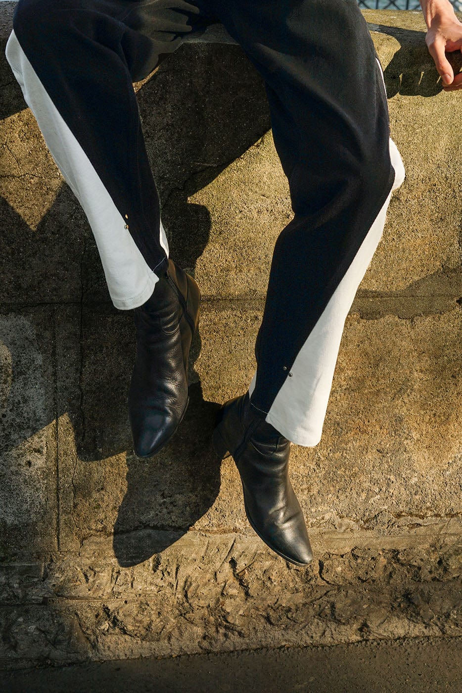 SOURPLUM Spliced Studded Straight Jeans, premium urban and streetwear designers apparel on PROJECTISR.com, SOURPLUM