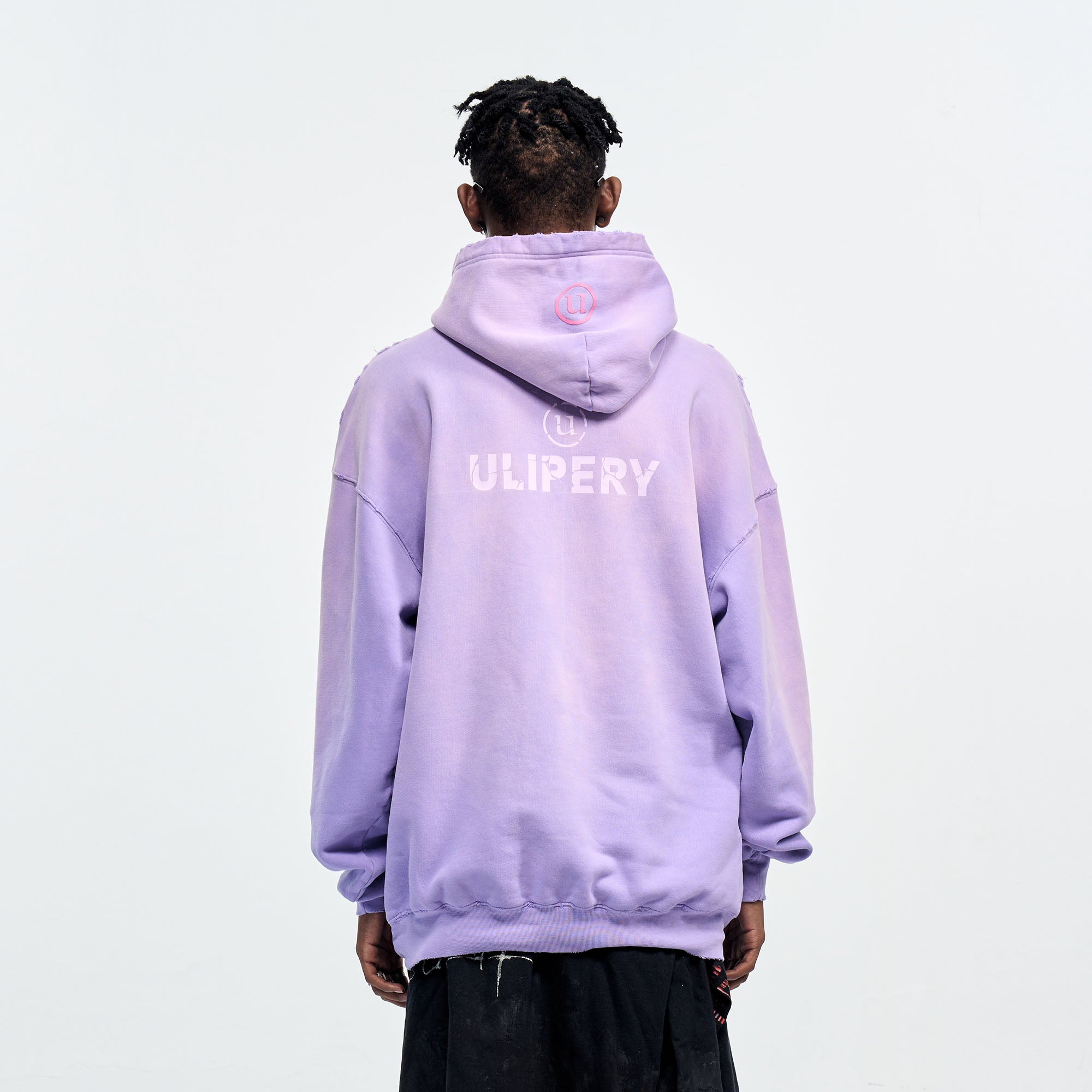 ULIPERY Distressed Gradient Oversized Hoodie Purple, premium urban and streetwear designers apparel on PROJECTISR.com, ULIPERY