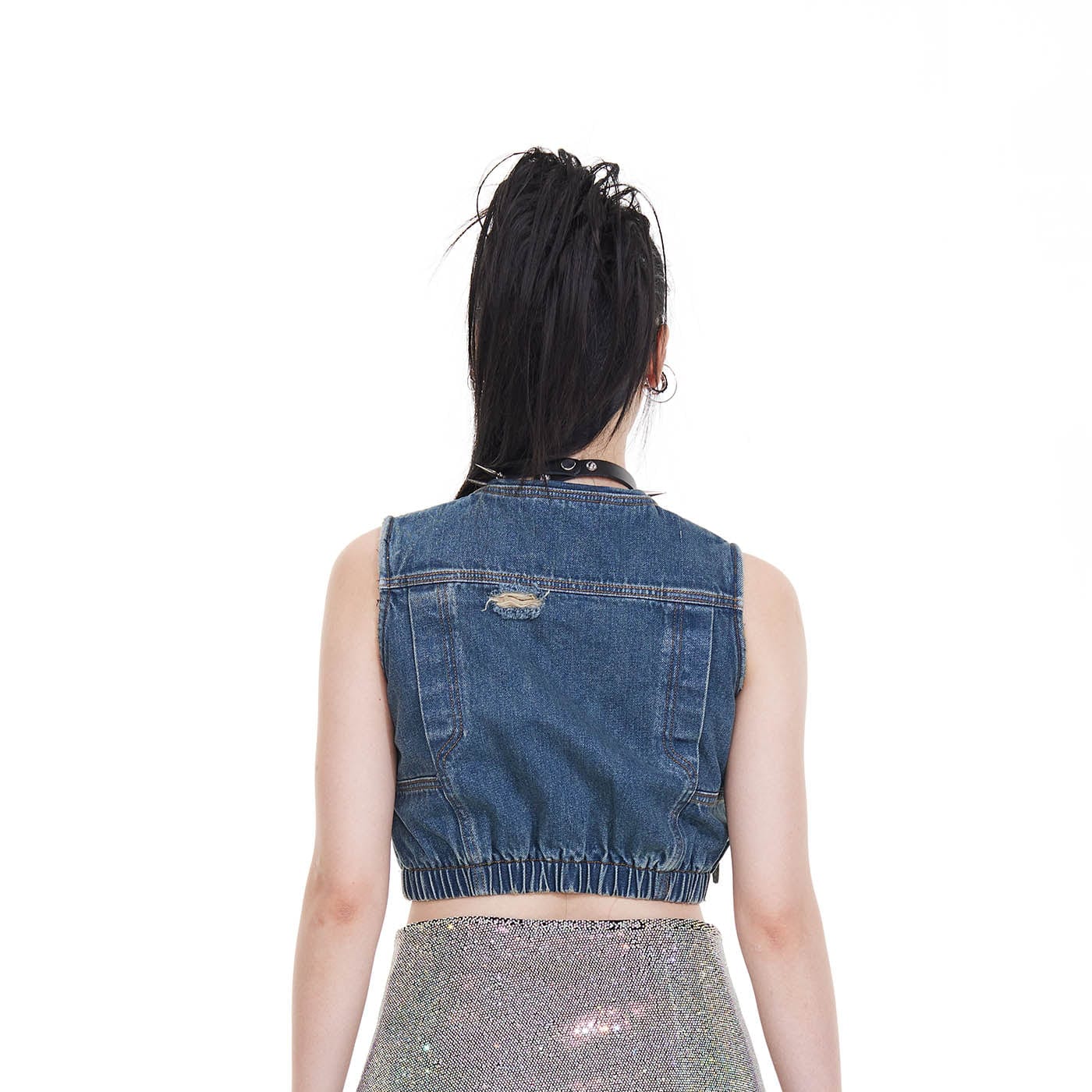 FACEONLAB Deconstructed Ripped Biker's Vest, premium urban and streetwear designers apparel on PROJECTISR.com, FACEONLAB