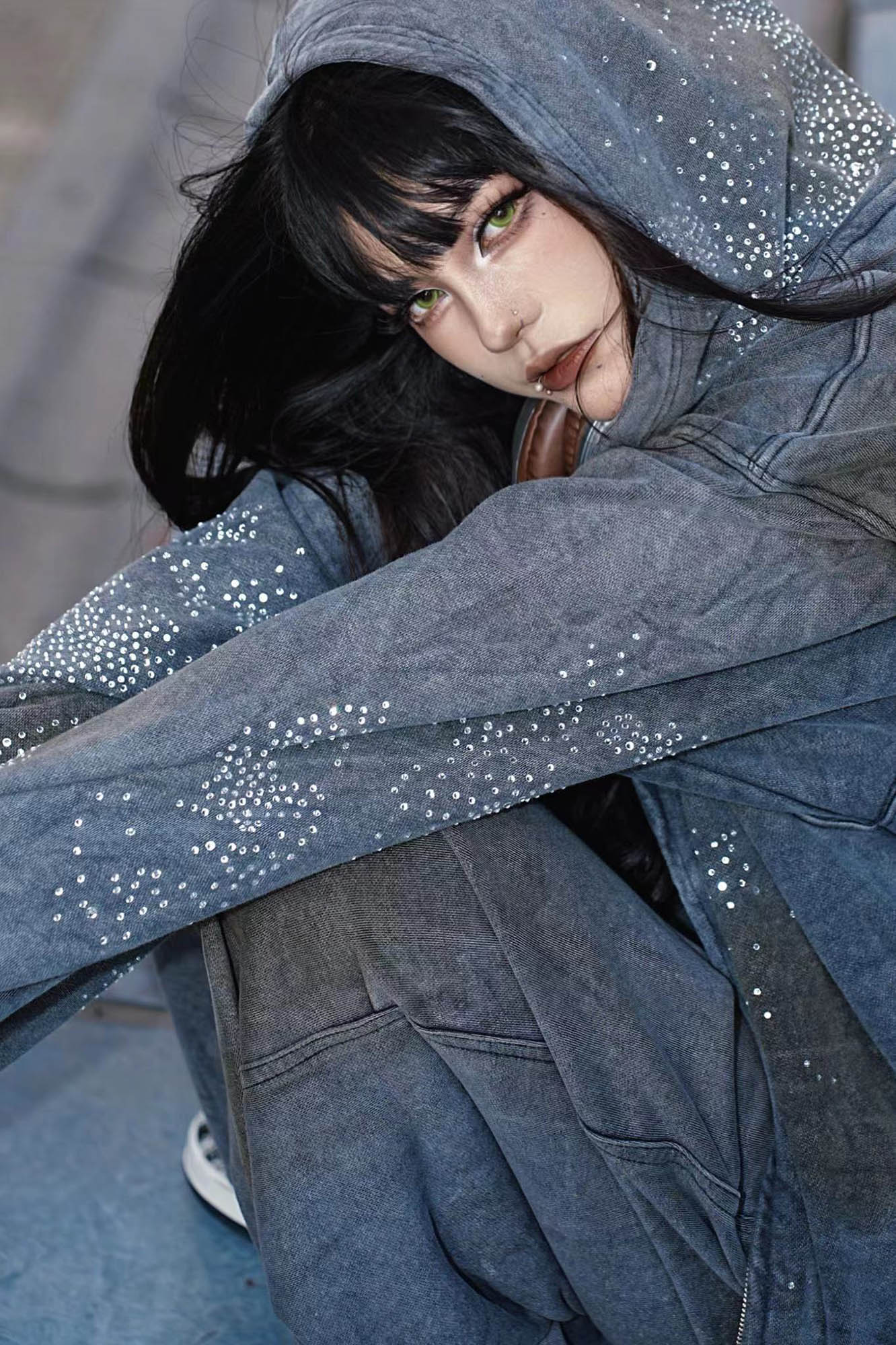 DND4DES Diamond Distressed Zip-Up Hoodie, premium urban and streetwear designers apparel on PROJECTISR.com, DND4DES