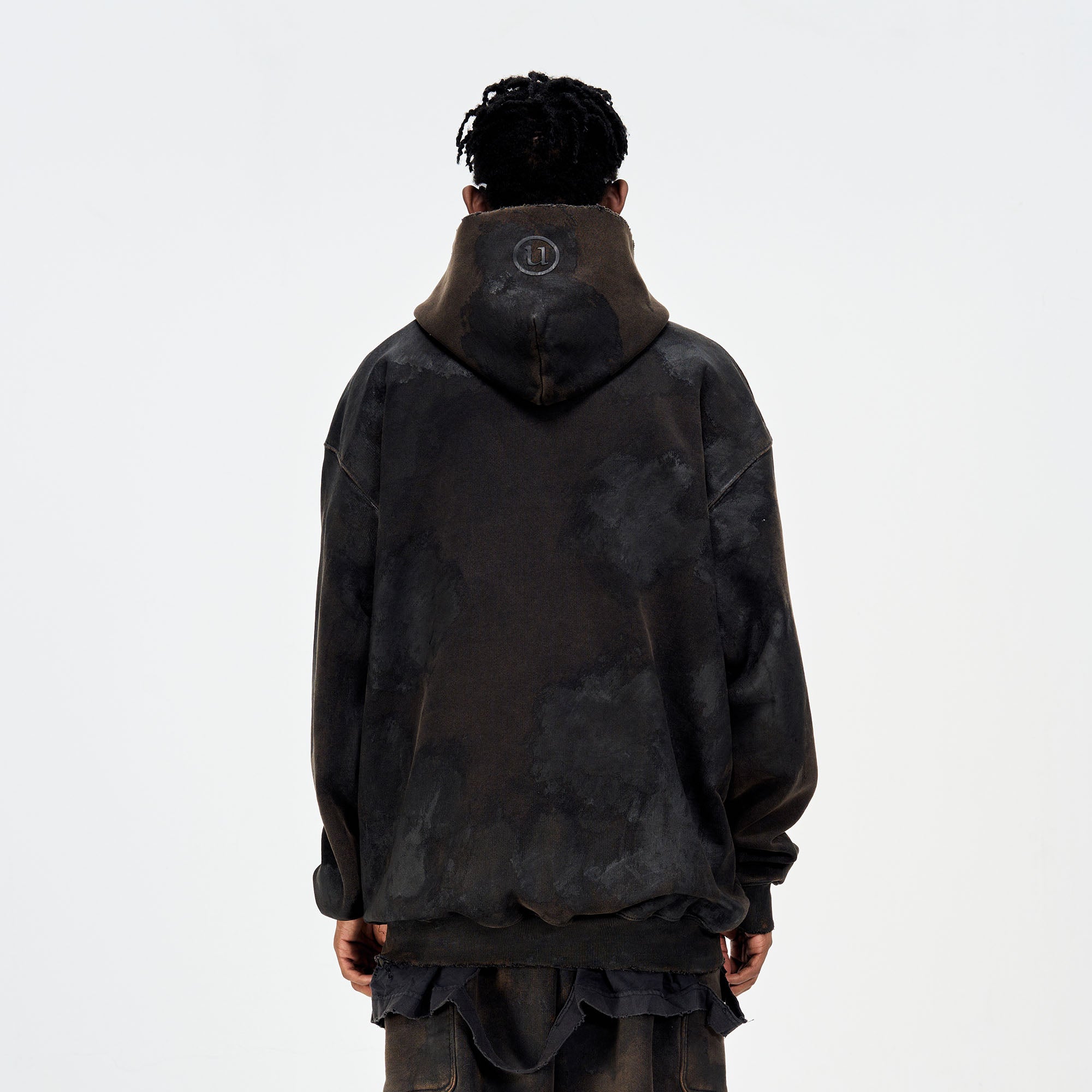 ULIPERY LOGO Mud-Wash Frayed Hoodie