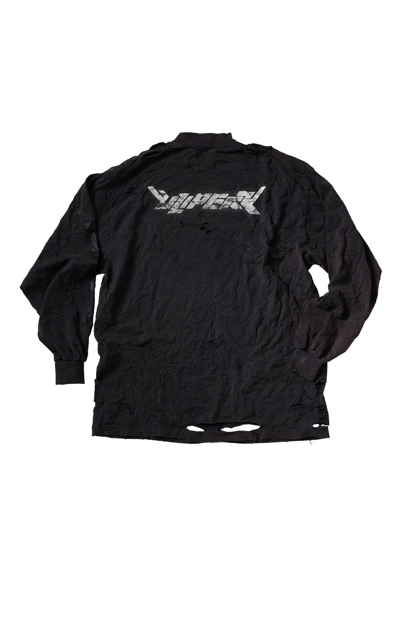 ULIPERY Distressed Glow Crinkled Long Sleeve Tee