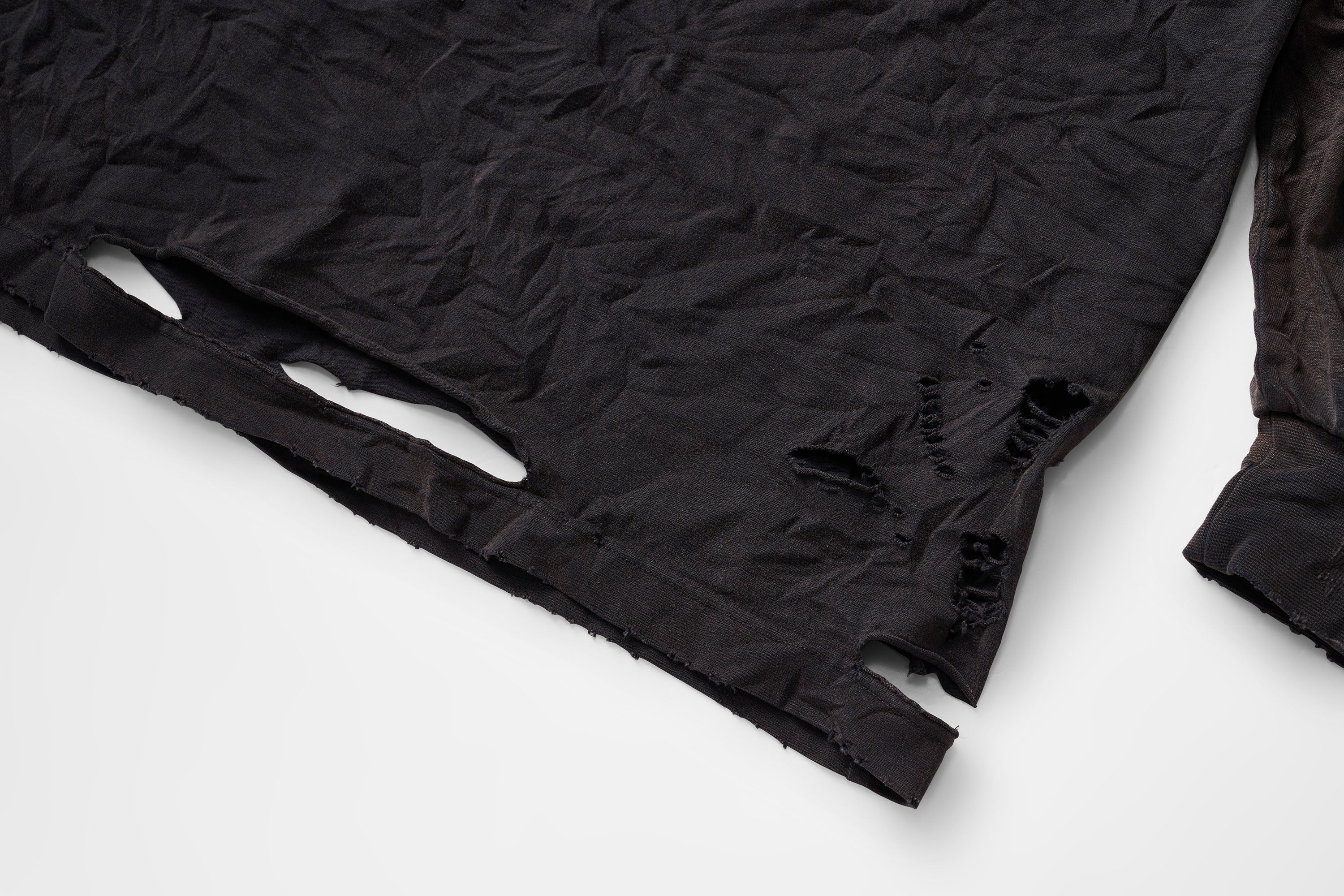 ULIPERY Distressed Glow Crinkled Long Sleeve Tee