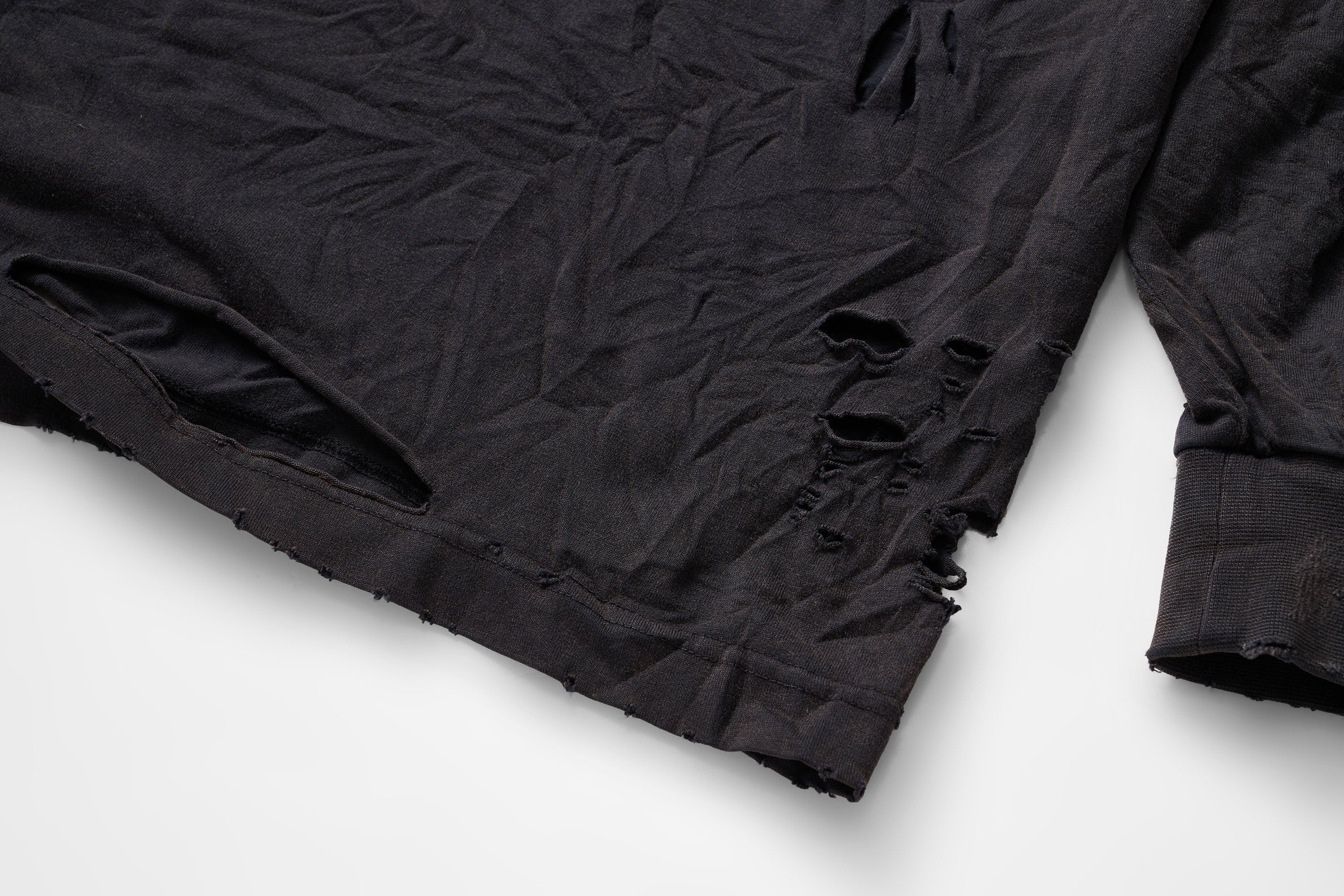 ULIPERY Distressed Glow Crinkled Long Sleeve Tee