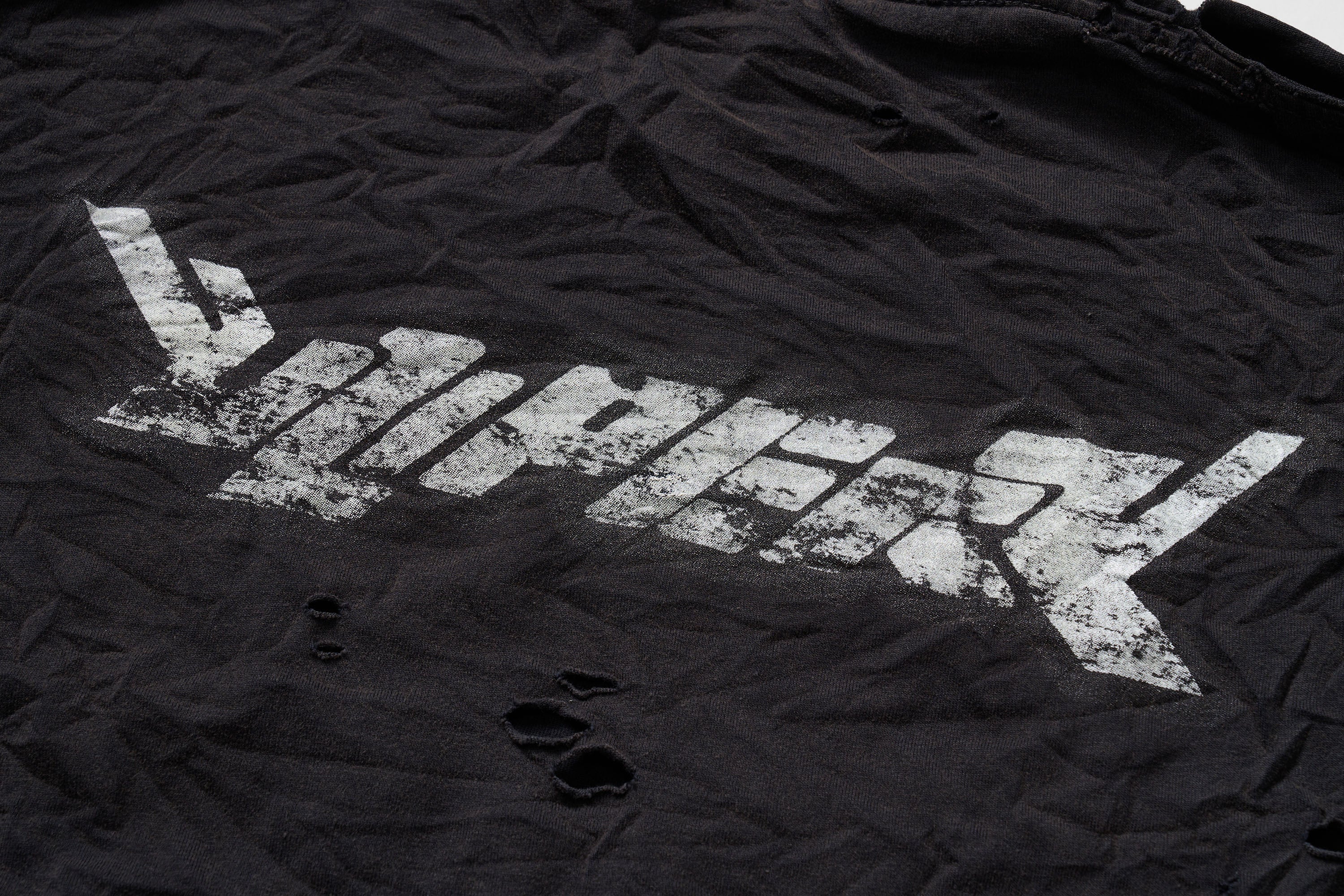 ULIPERY Distressed Glow Crinkled Long Sleeve Tee