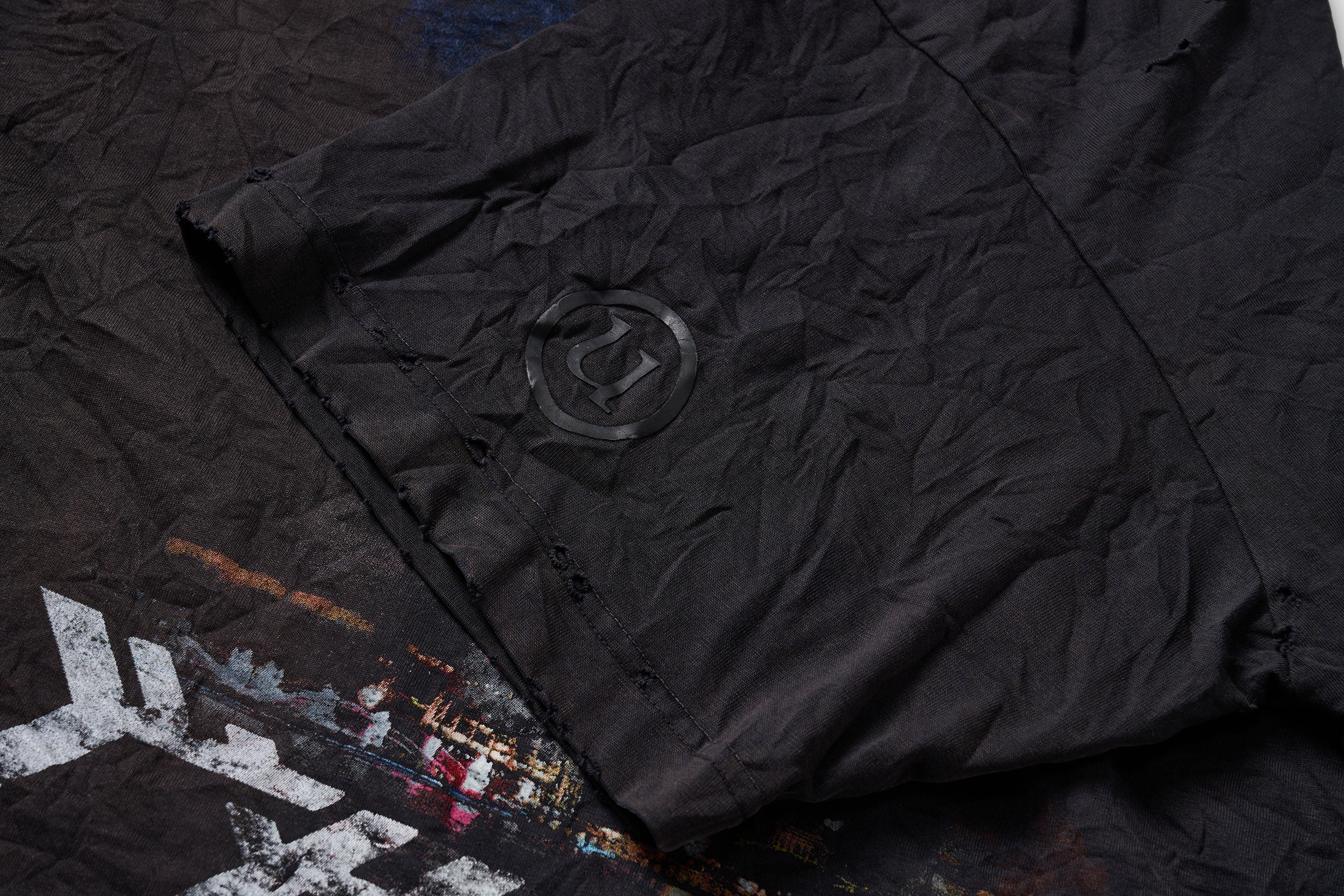 ULIPERY Distressed Glow Crinkled T-Shirt