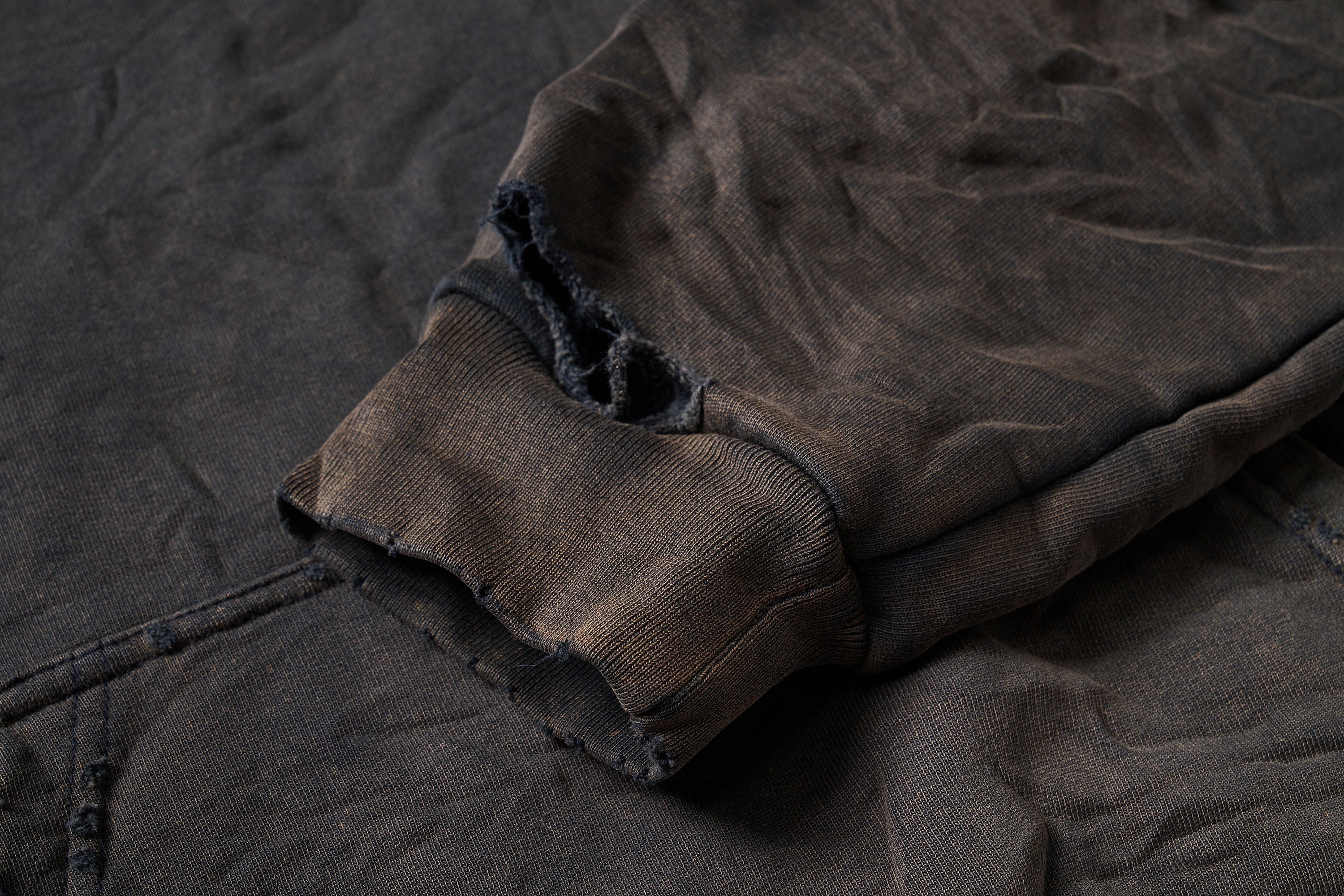 ULIPERY Dirty Fit Distressed Crinkled Hoodie Black