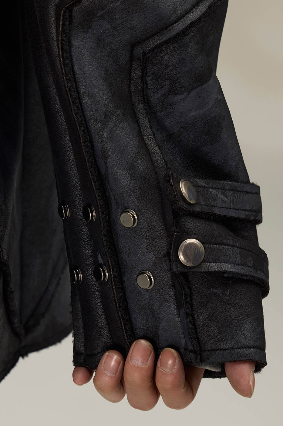 FLYERRER Geometric Paneled Faux Leather Jacket, premium urban and streetwear designers apparel on PROJECTISR.com, FLYERRER