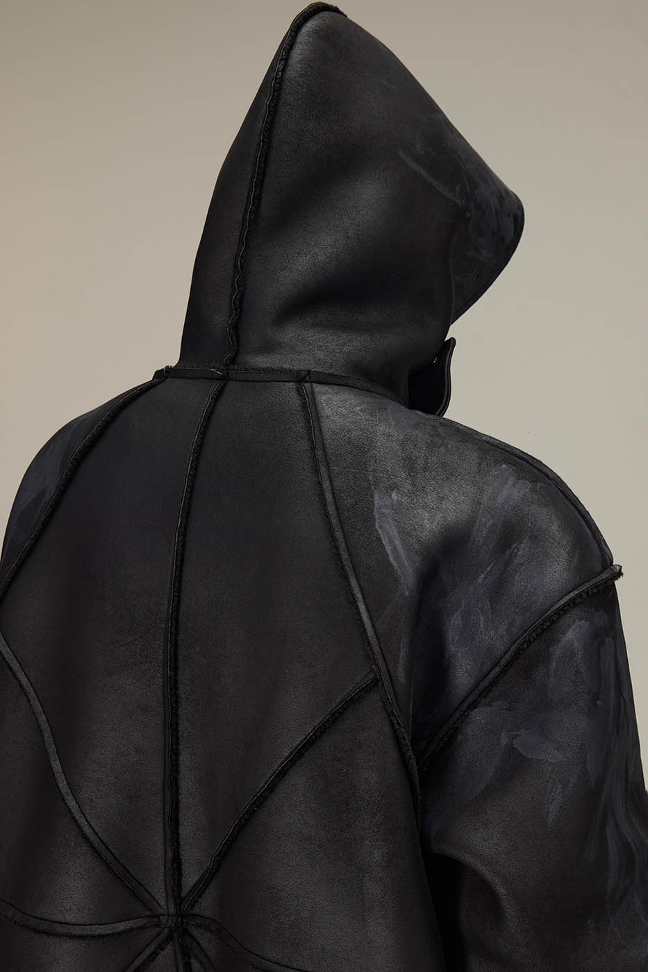 FLYERRER Geometric Paneled Faux Leather Jacket, premium urban and streetwear designers apparel on PROJECTISR.com, FLYERRER