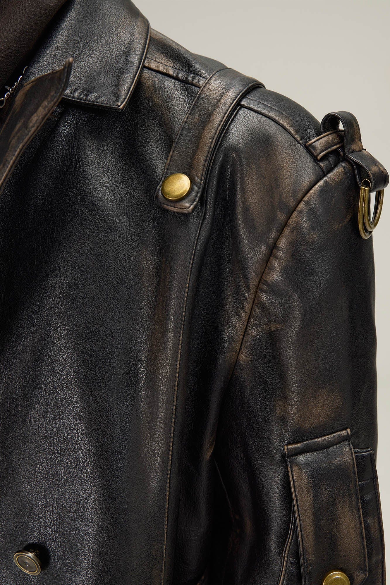 FLYERRER Multi-Pocket Belted Faux Leather Trench Coat, premium urban and streetwear designers apparel on PROJECTISR.com, FLYERRER