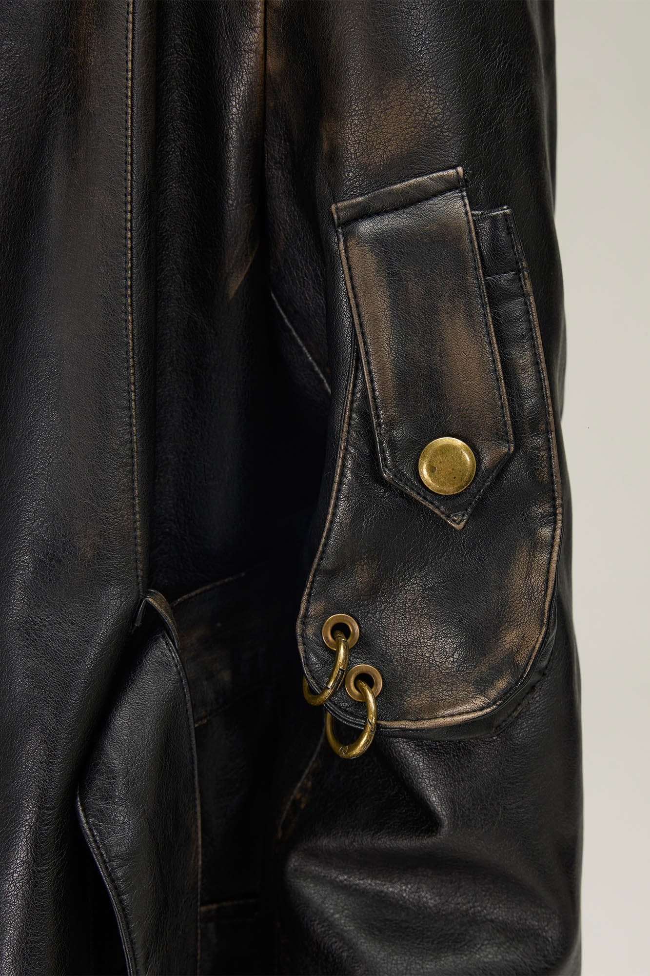 FLYERRER Multi-Pocket Belted Faux Leather Trench Coat, premium urban and streetwear designers apparel on PROJECTISR.com, FLYERRER