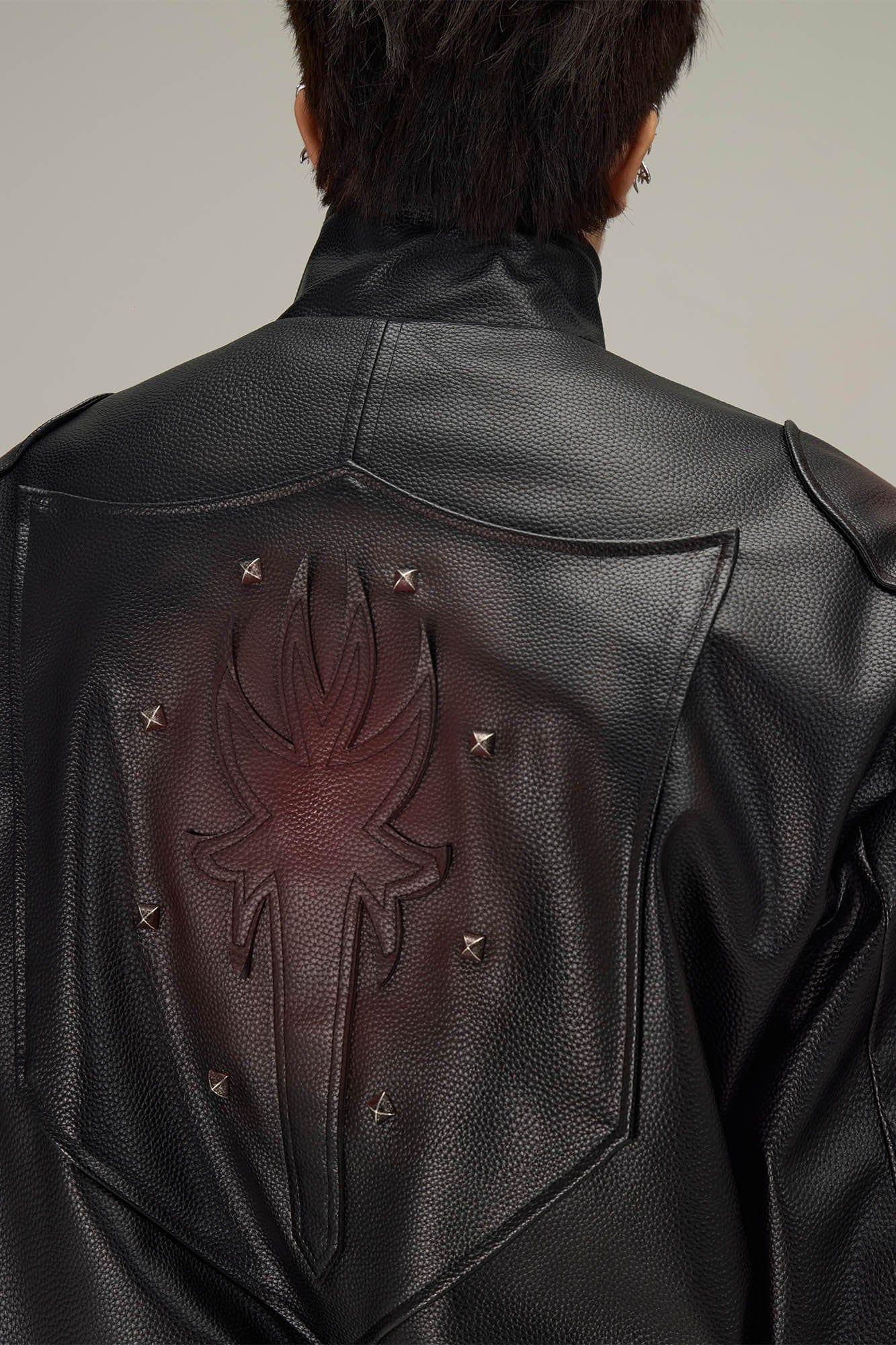 FLYERRER Flame Deconstructed Distressed Faux Leather Jacket, premium urban and streetwear designers apparel on PROJECTISR.com, FLYERRER