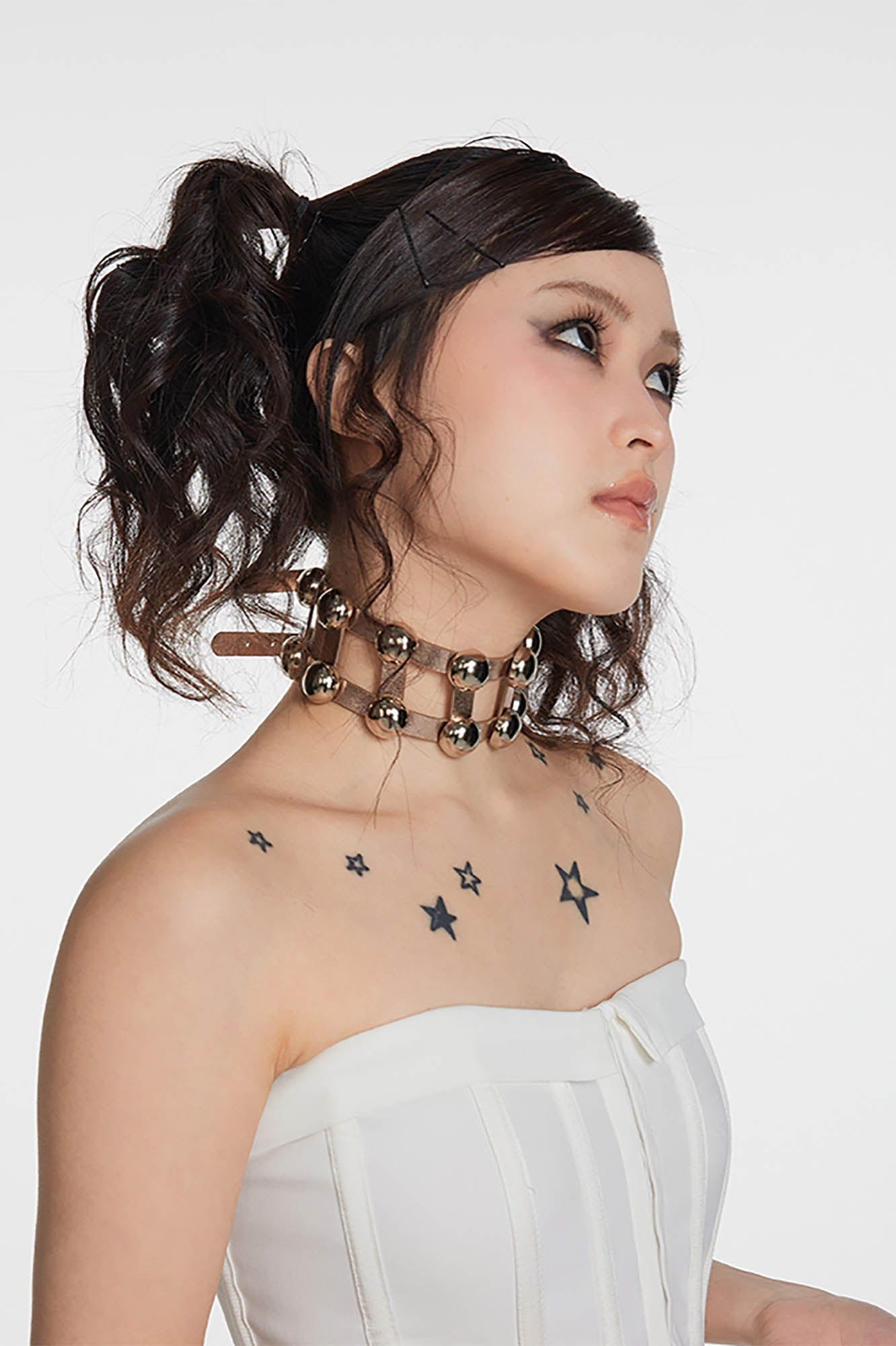 SCHWARZGOLD Metallic Beaded Double-Strap Choker, premium urban and streetwear designers apparel on PROJECTISR.com, SCHWARZGOLD