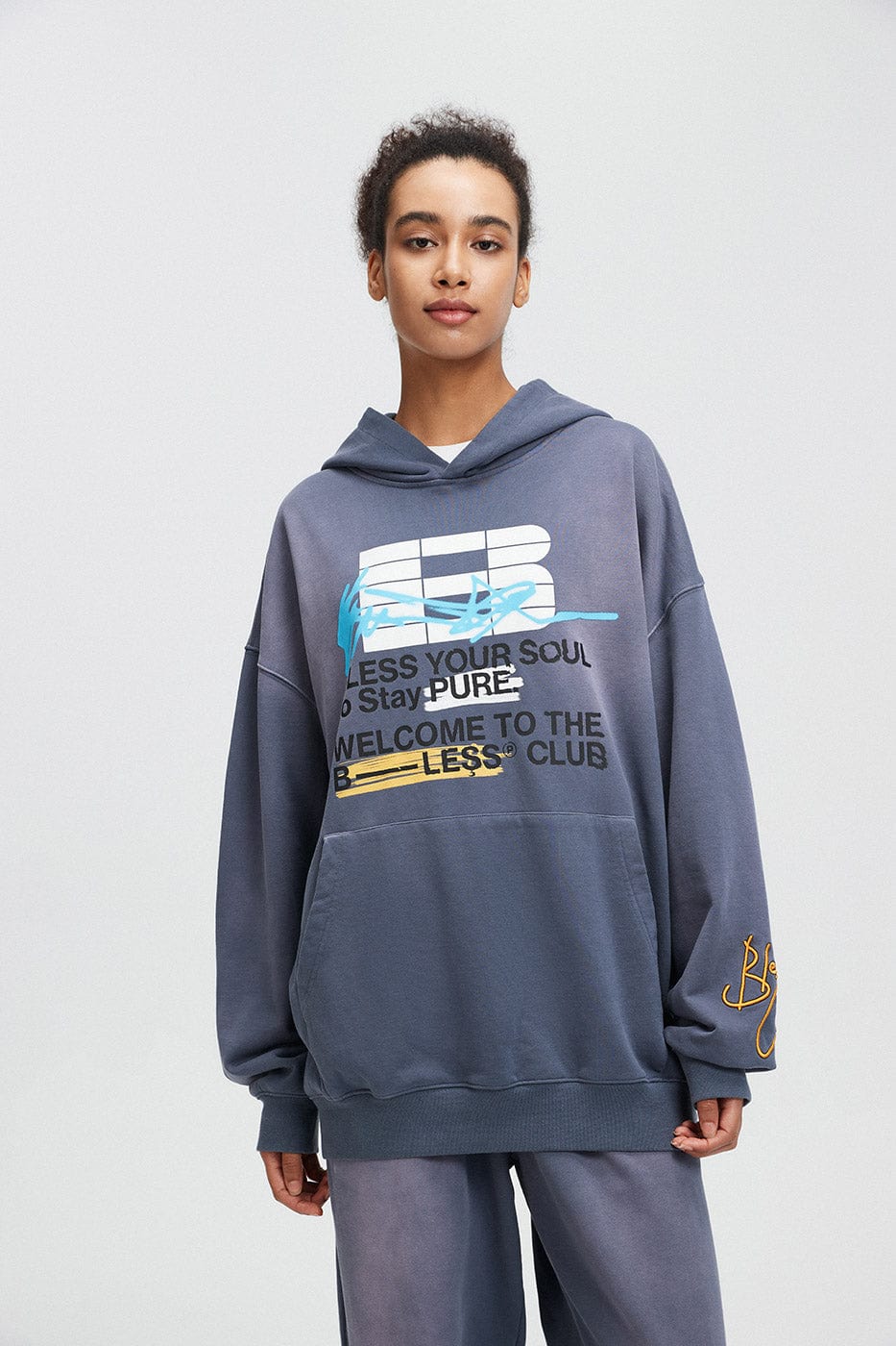 BONELESS Slogan Logo Washed Hoodie, premium urban and streetwear designers apparel on PROJECTISR.com, BONELESS