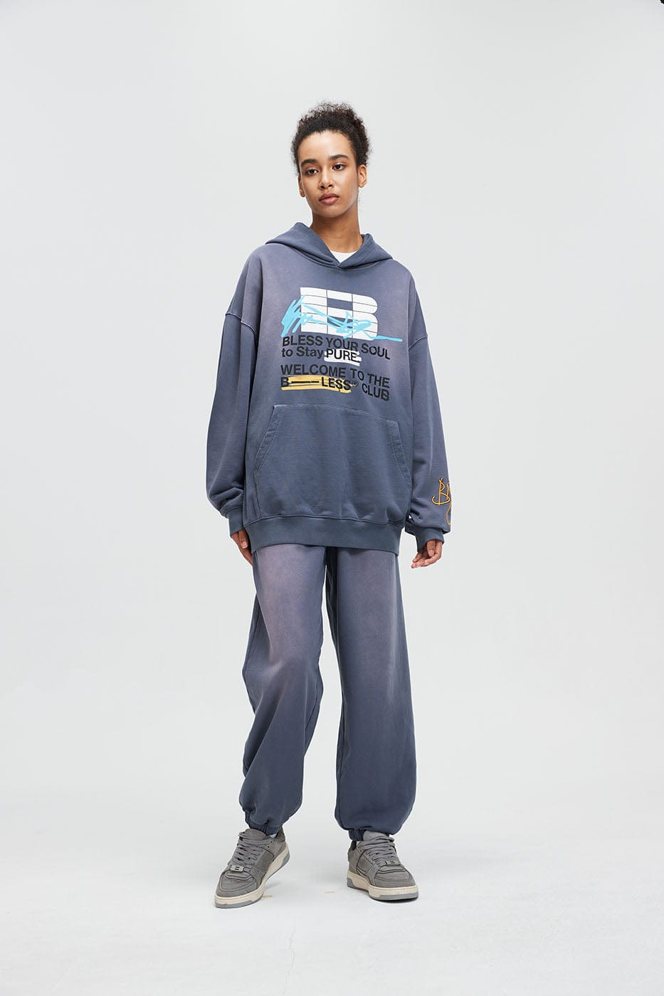 BONELESS Slogan Logo Washed Hoodie, premium urban and streetwear designers apparel on PROJECTISR.com, BONELESS