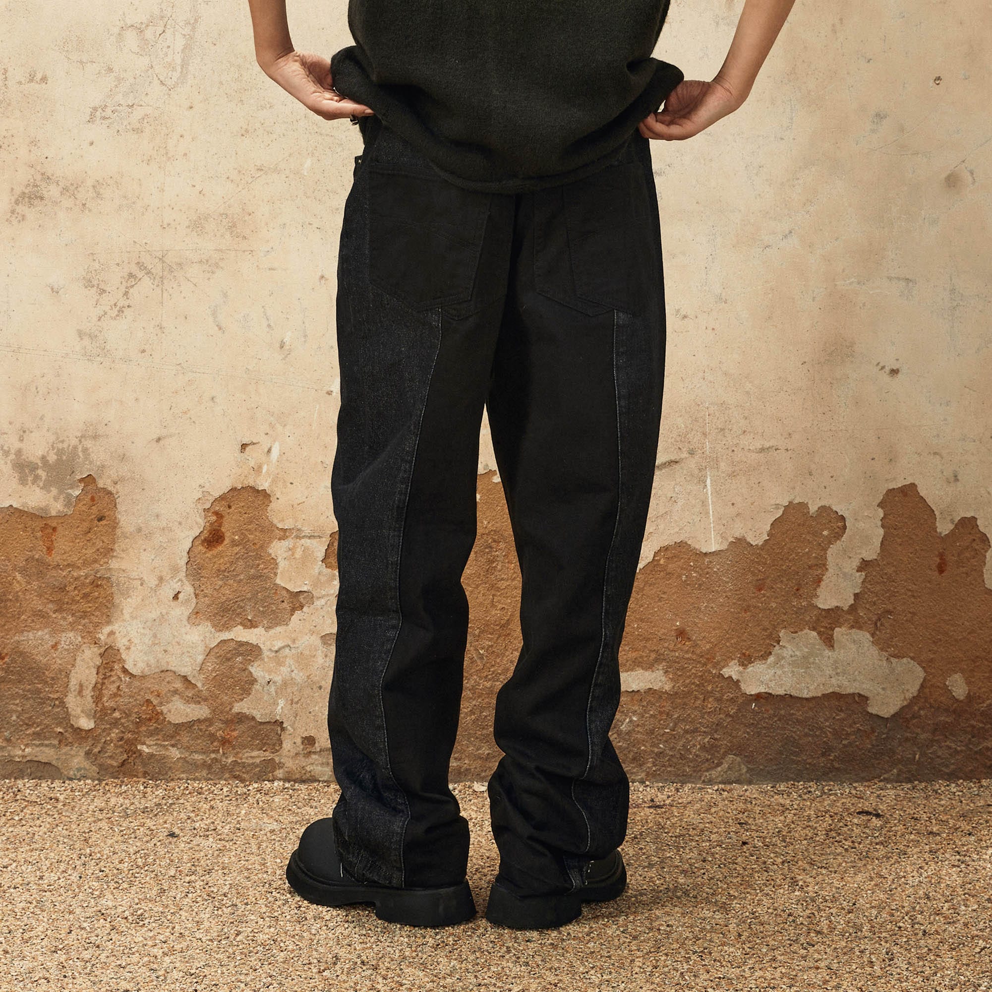 OVDY Distressed Spliced Frayed Jeans, premium urban and streetwear designers apparel on PROJECTISR.com, OVDY