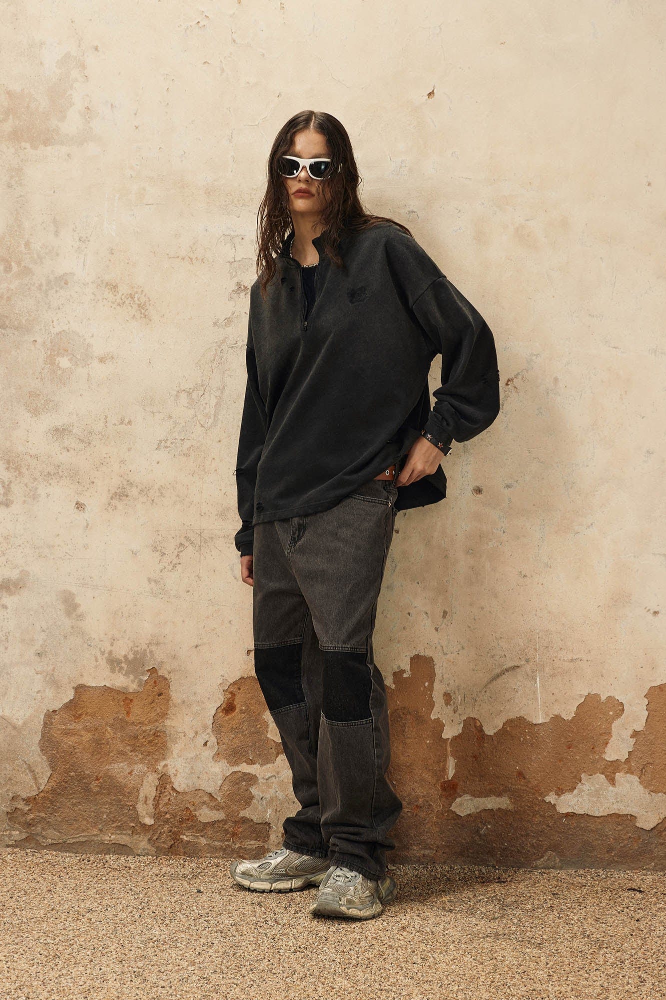 OVDY Spliced Knees Straight-Leg Jeans, premium urban and streetwear designers apparel on PROJECTISR.com, OVDY