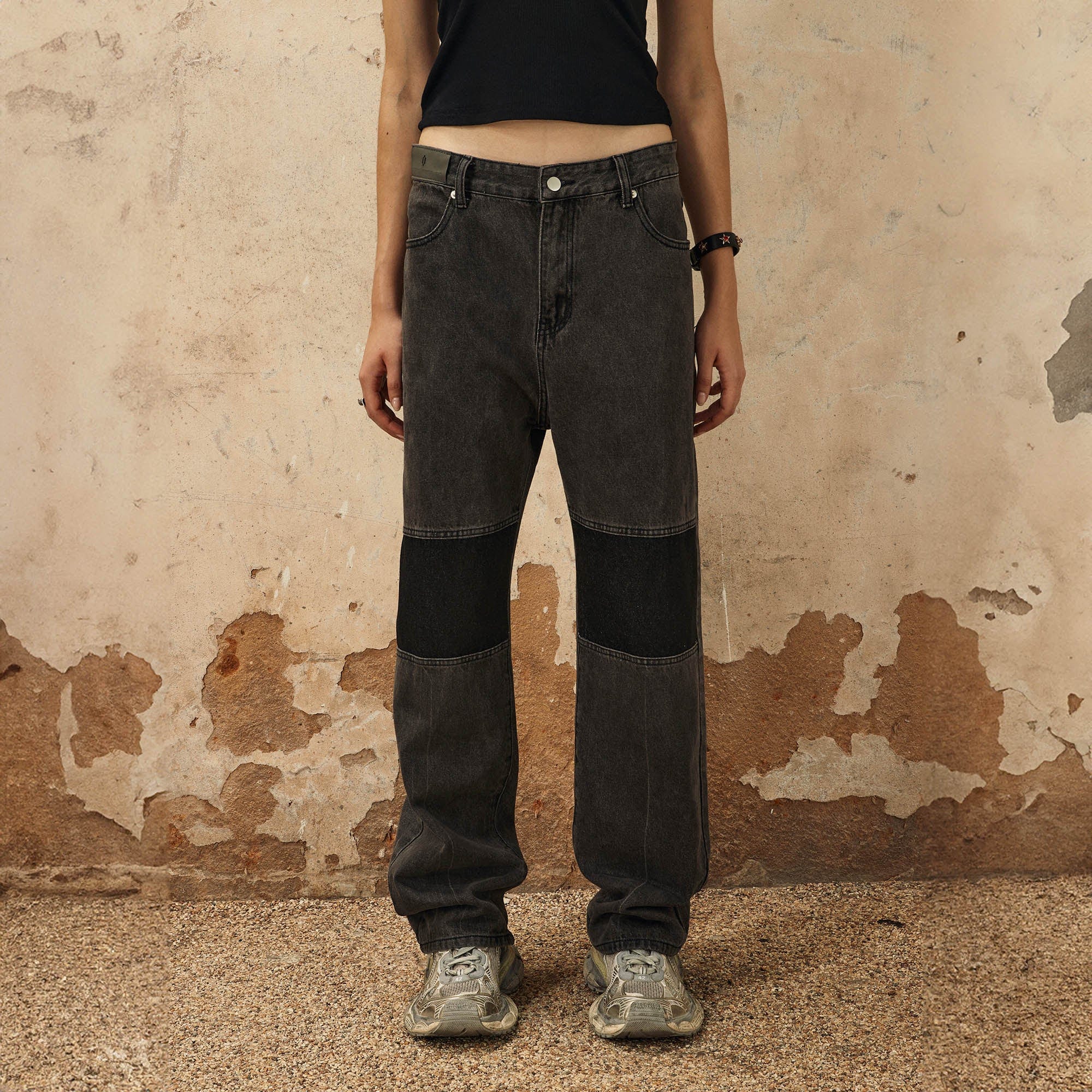 OVDY Spliced Knees Straight-Leg Jeans, premium urban and streetwear designers apparel on PROJECTISR.com, OVDY
