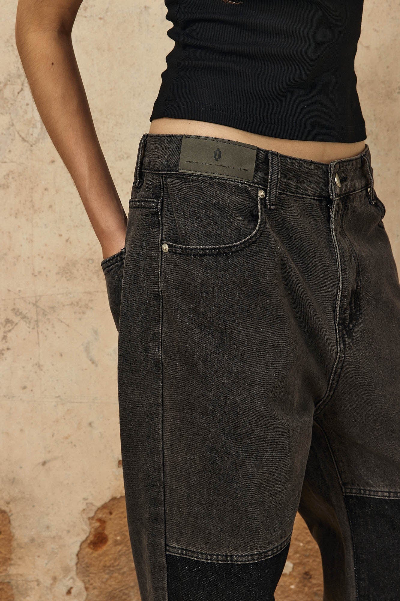 OVDY Spliced Knees Straight-Leg Jeans, premium urban and streetwear designers apparel on PROJECTISR.com, OVDY