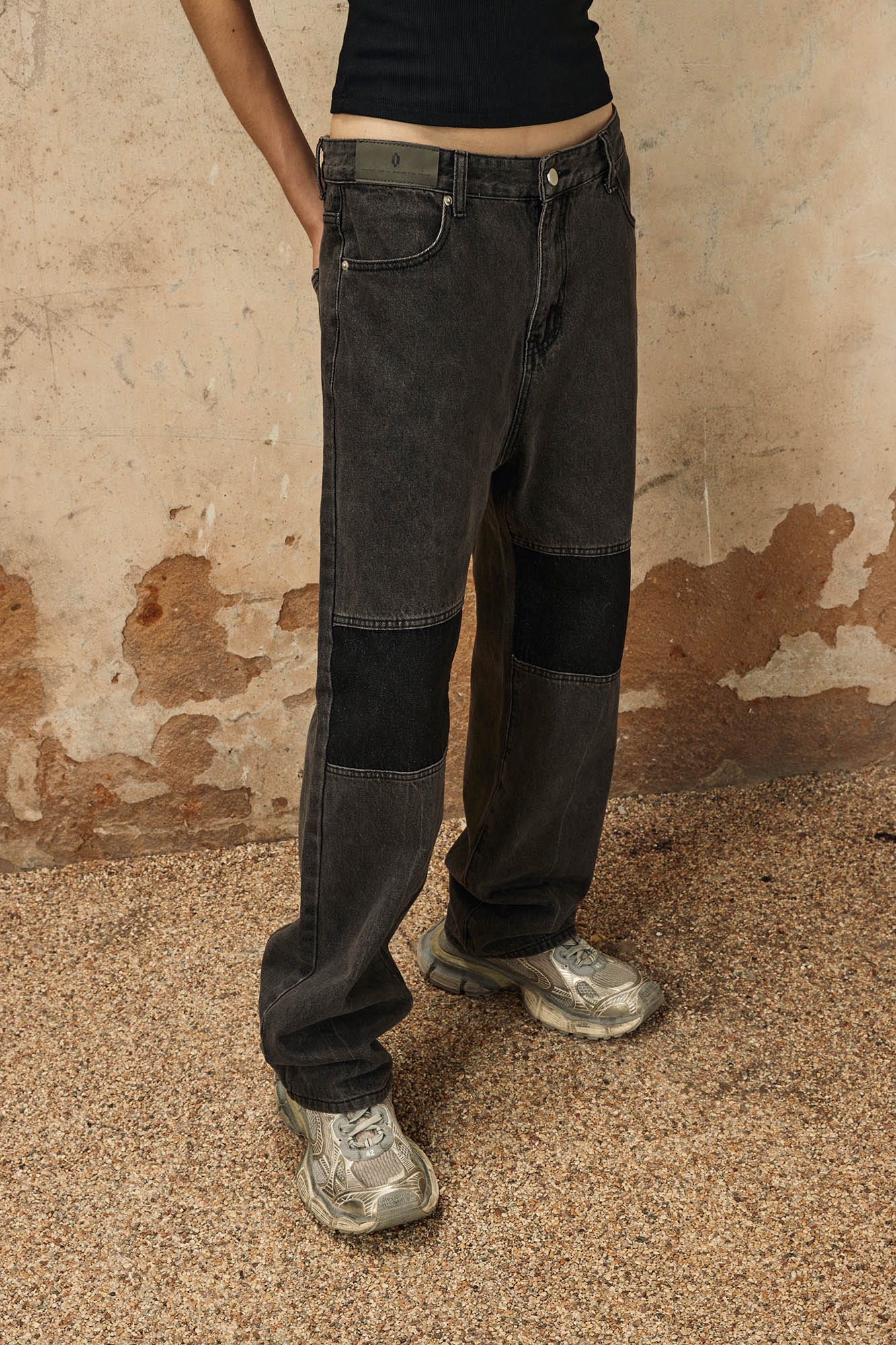 OVDY Spliced Knees Straight-Leg Jeans, premium urban and streetwear designers apparel on PROJECTISR.com, OVDY