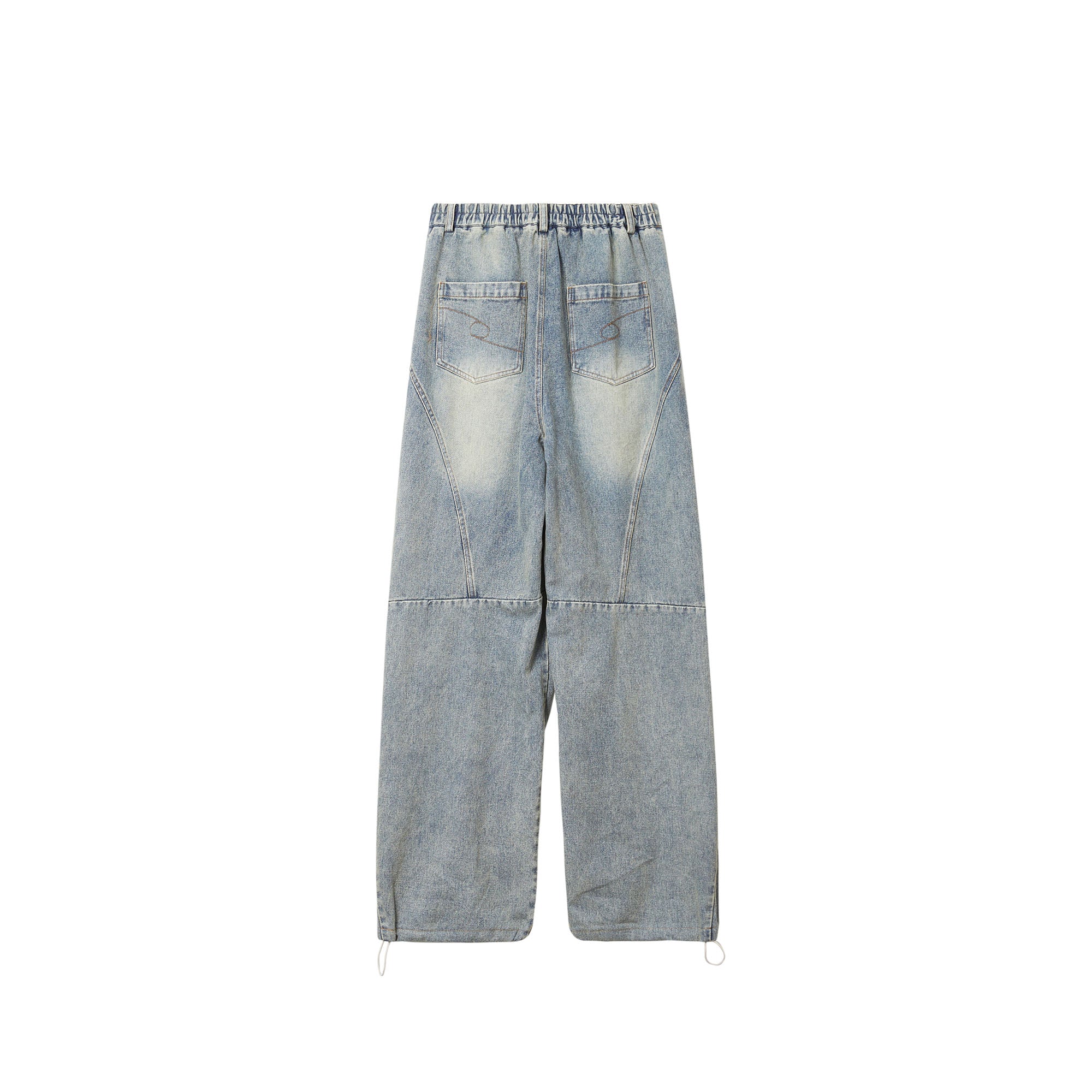 ERROR CODE ROBOT Washed Curved Pleated- Knee Jeans, premium urban and streetwear designers apparel on PROJECTISR.com, ERROR CODE ROBOT