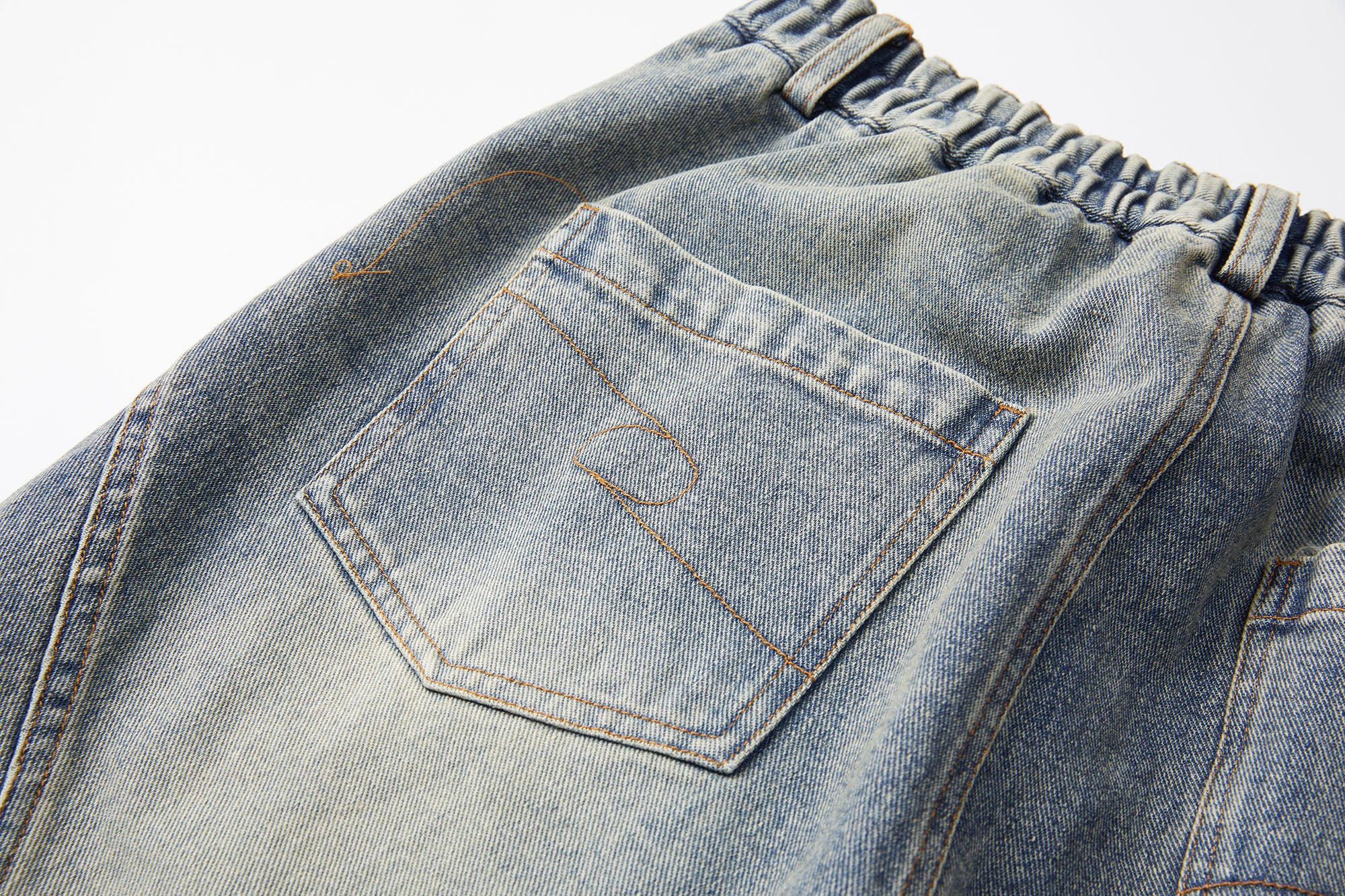 ERROR CODE ROBOT Washed Curved Pleated- Knee Jeans, premium urban and streetwear designers apparel on PROJECTISR.com, ERROR CODE ROBOT