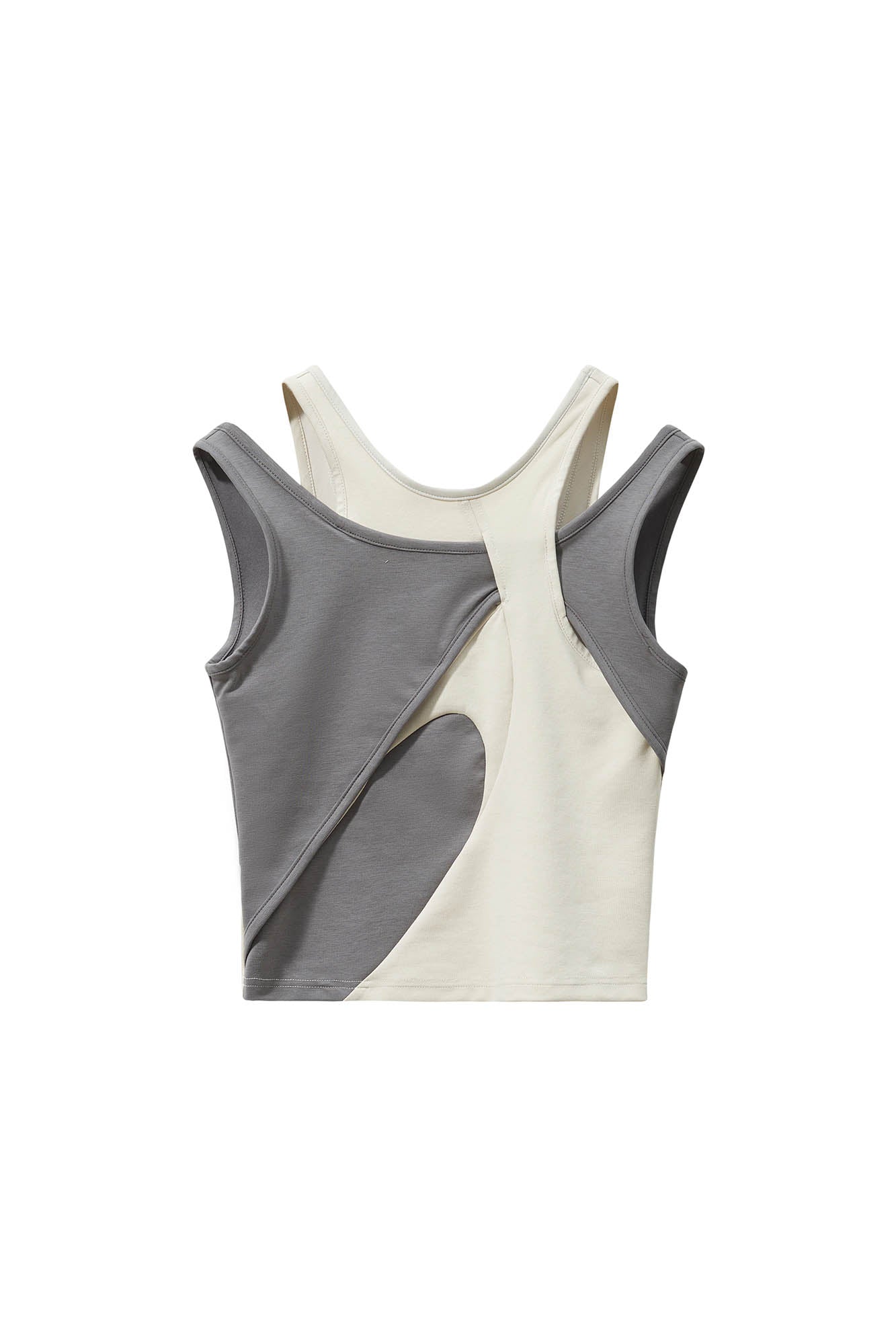 ERROR CODE ROBOT Asymmetrical Contrast Layered Tank Top, premium urban and streetwear designers apparel on PROJECTISR.com, ERROR CODE ROBOT