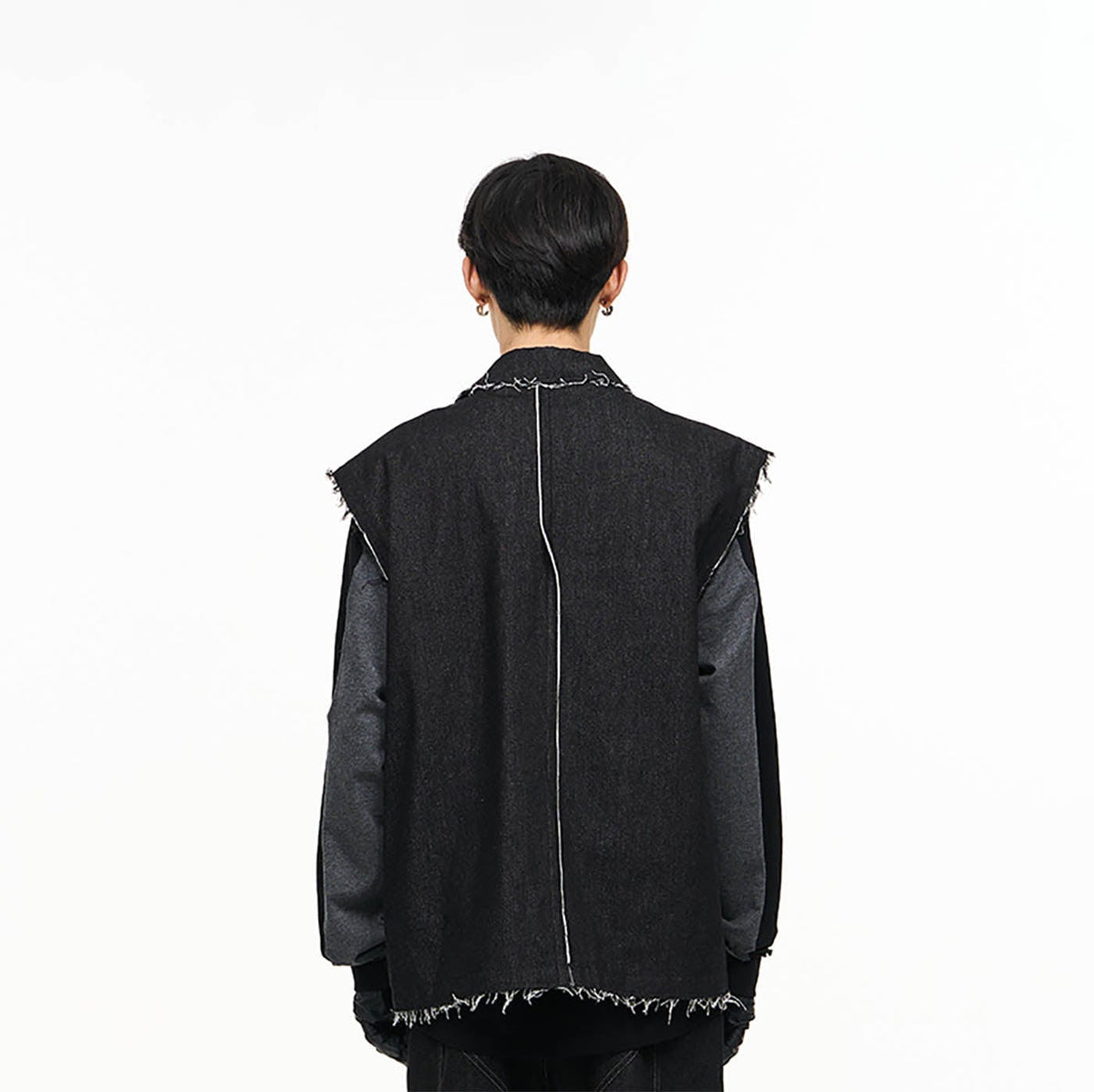 RELABEL Asymmetrical Crinkled RawEdge Denim Vest PROJECTISR US