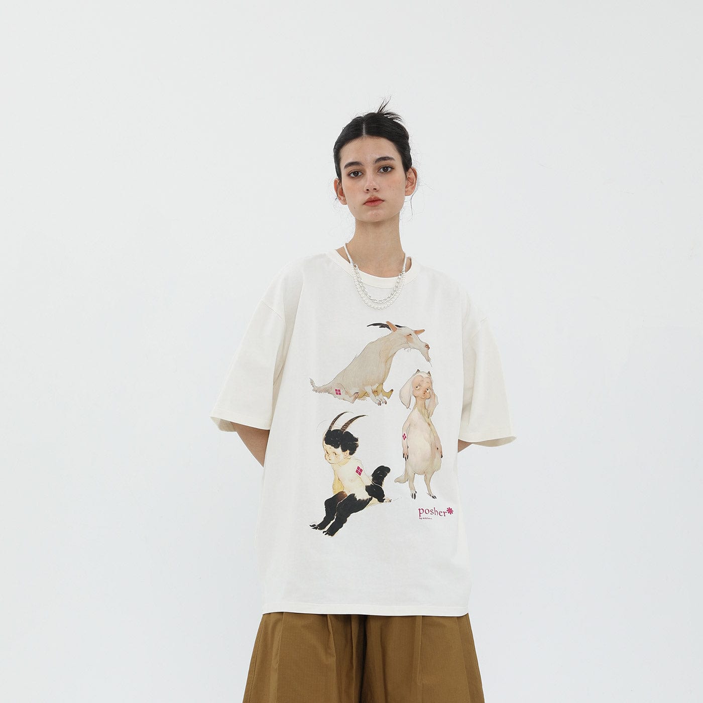 MIICHOUS Cartoon Goat T-Shirt, premium urban and streetwear designers apparel on PROJECTISR.com, Miichous