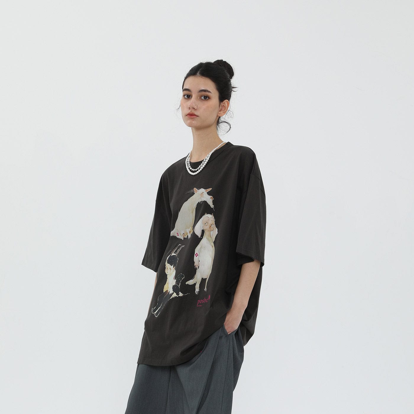 MIICHOUS Cartoon Goat T-Shirt, premium urban and streetwear designers apparel on PROJECTISR.com, Miichous