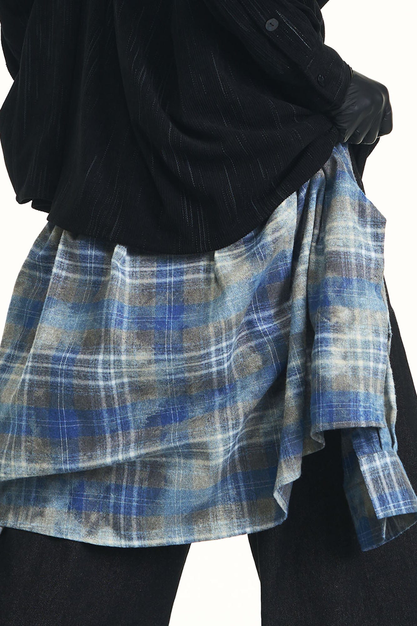 RELABEL Detachable Plaid Flap Panel Wide-Leg Pants, premium urban and streetwear designers apparel on PROJECTISR.com, RELABEL