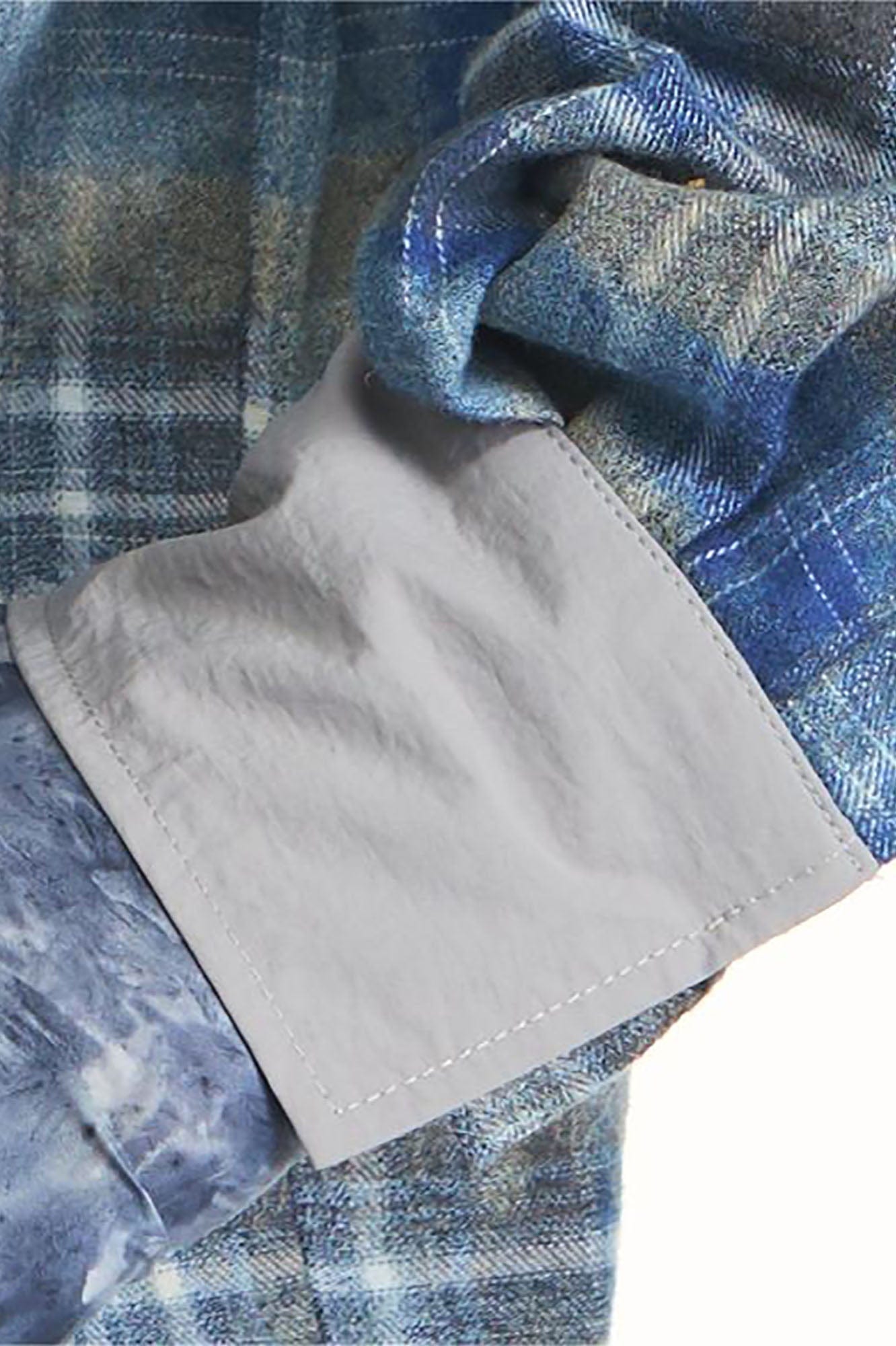 RELABEL Washed Plaid Tie-Dye Contrast-Collar Shirt, premium urban and streetwear designers apparel on PROJECTISR.com, RELABEL