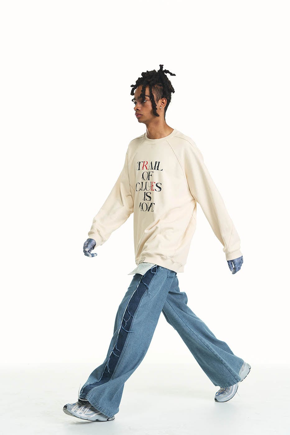 RELABEL Deconstructed Washed Frayed Jeans, premium urban and streetwear designers apparel on PROJECTISR.com, RELABEL