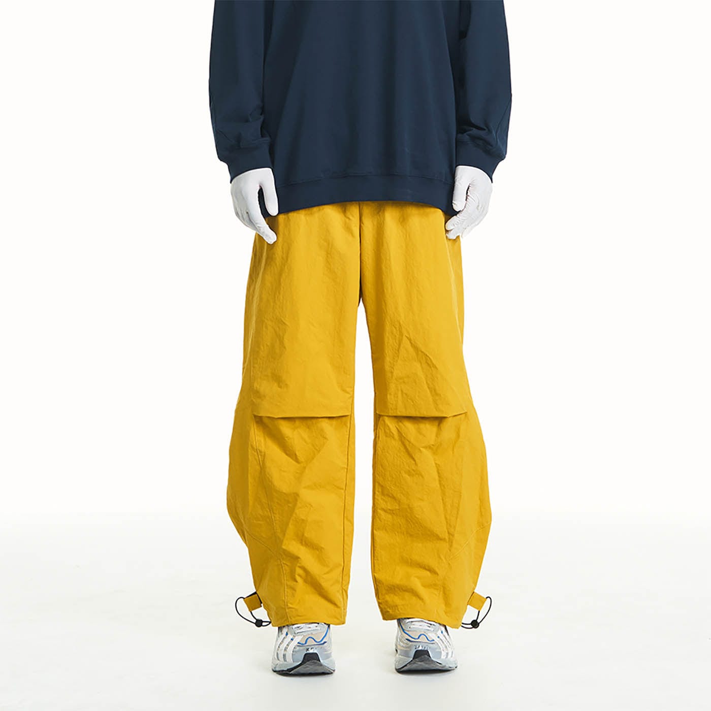 RELABEL Pleated Spliced Parachute Pants, premium urban and streetwear designers apparel on PROJECTISR.com, RELABEL