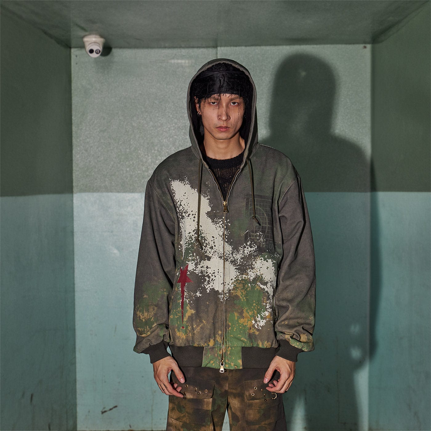 DND4DES Camouflage Graffiti Zip-Up Jacket, premium urban and streetwear designers apparel on PROJECTISR.com, DND4DES