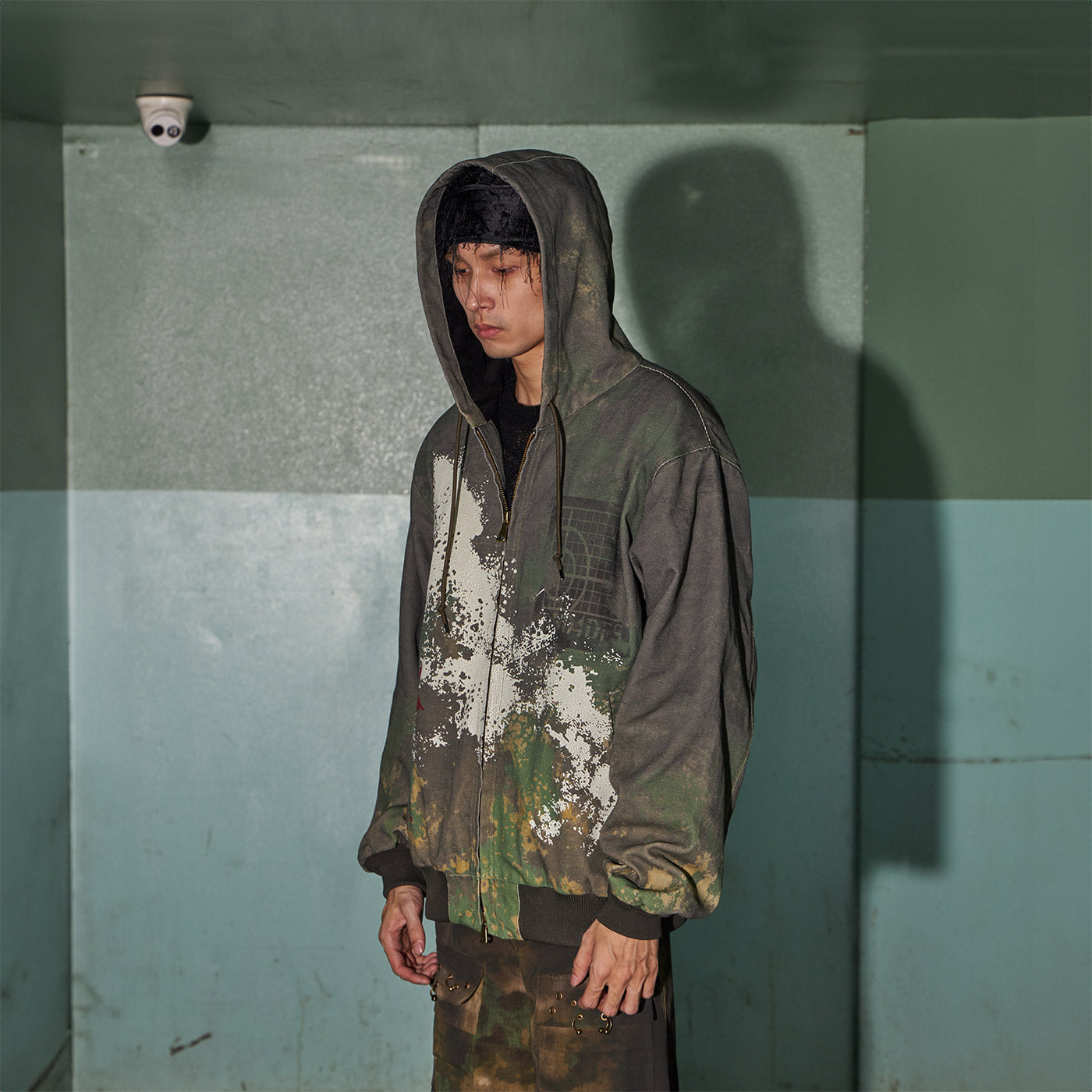DND4DES Camouflage Graffiti Zip-Up Jacket, premium urban and streetwear designers apparel on PROJECTISR.com, DND4DES
