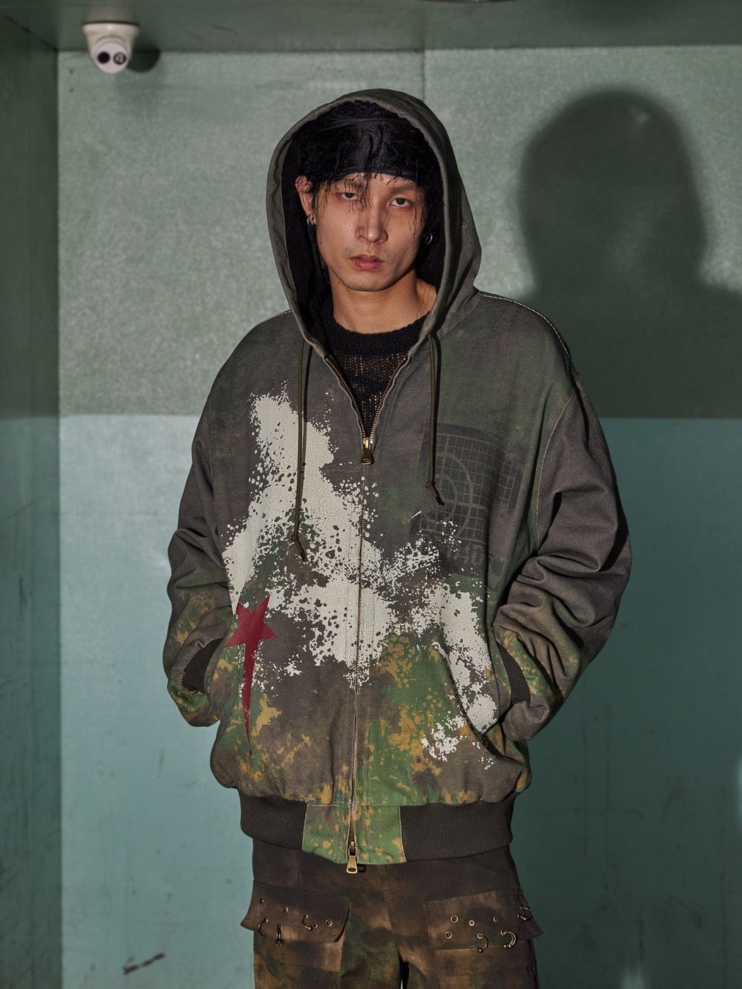DND4DES Camouflage Graffiti Zip-Up Jacket, premium urban and streetwear designers apparel on PROJECTISR.com, DND4DES