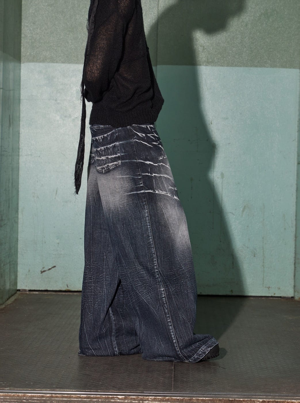 DND4DES Lighting Crease Washed Wide-Leg Jeans, premium urban and streetwear designers apparel on PROJECTISR.com, DND4DES