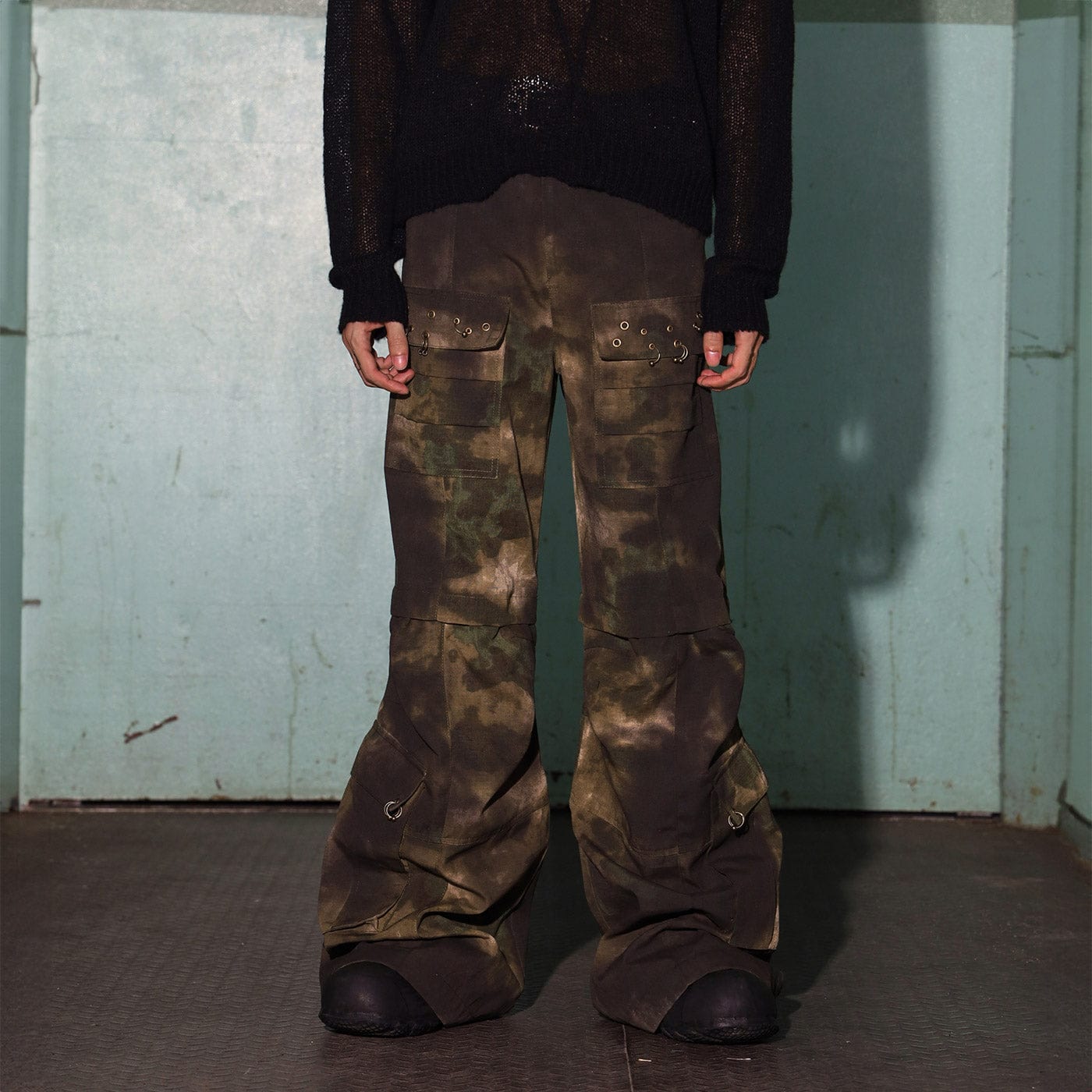 DND4DES Oil Stain Distressed Oversized Cargo, premium urban and streetwear designers apparel on PROJECTISR.com, DND4DES