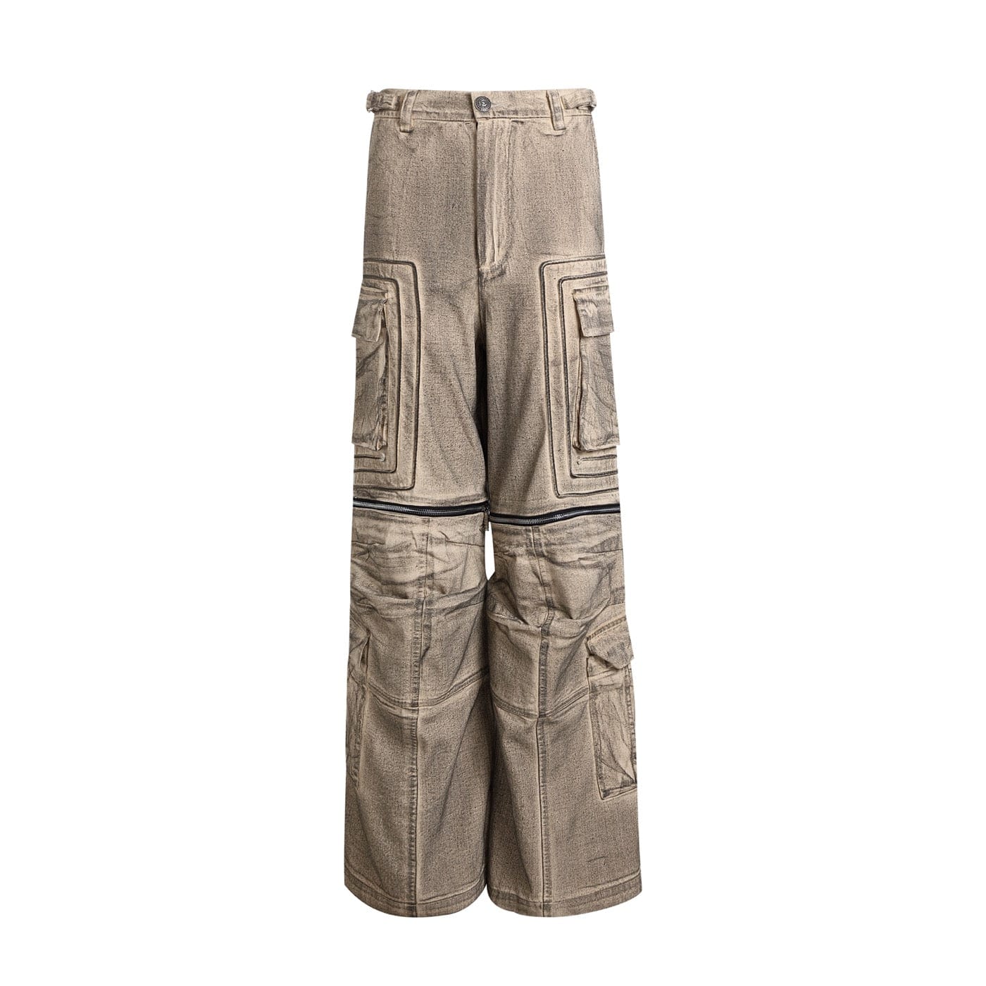 DND4DES Distressed Drawstring Crinkled Zipper Cargo, premium urban and streetwear designers apparel on PROJECTISR.com, DND4DES