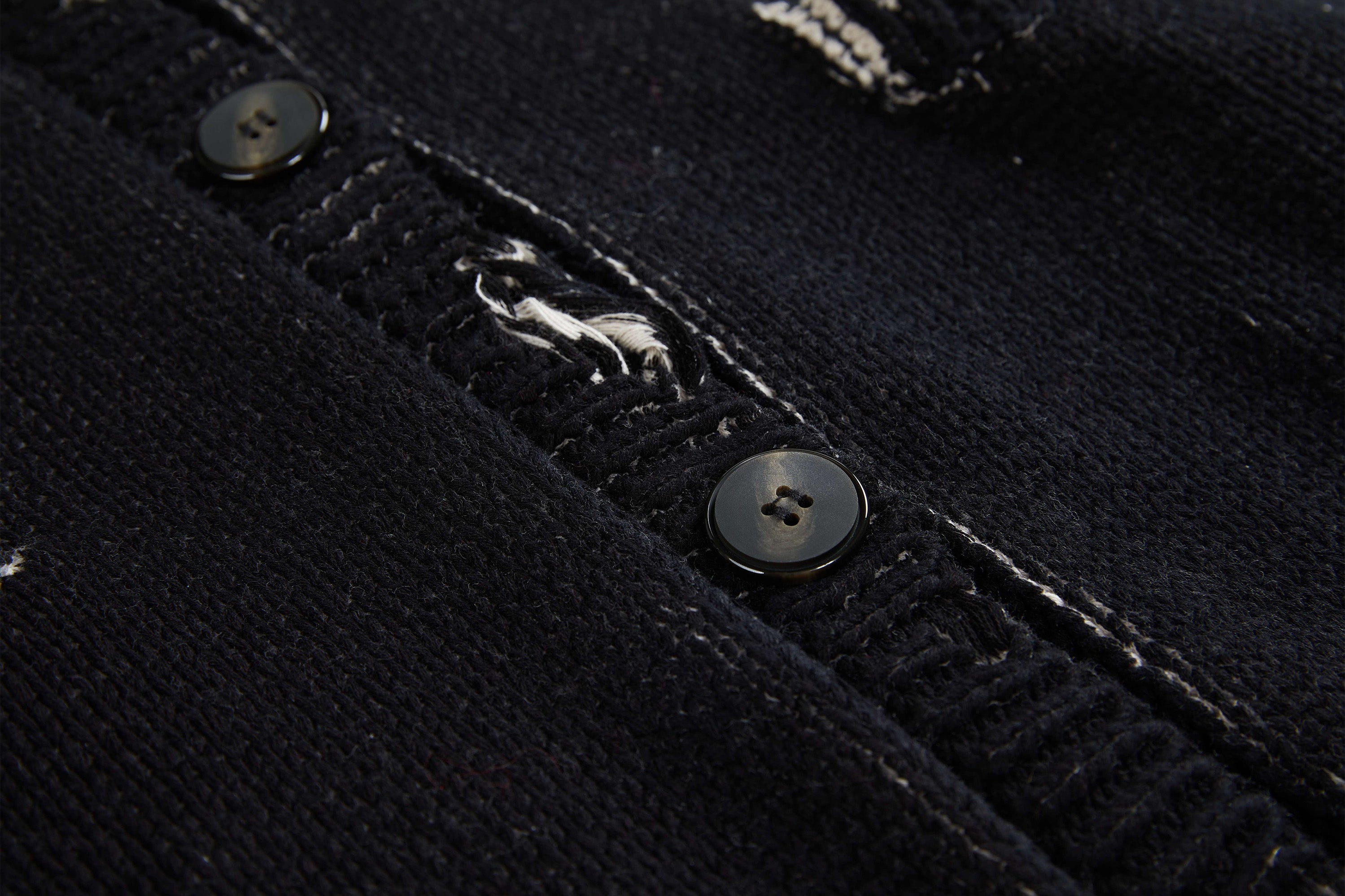 VANN VALRENCE Distressed Frayed Spray V-Neck Cardigan